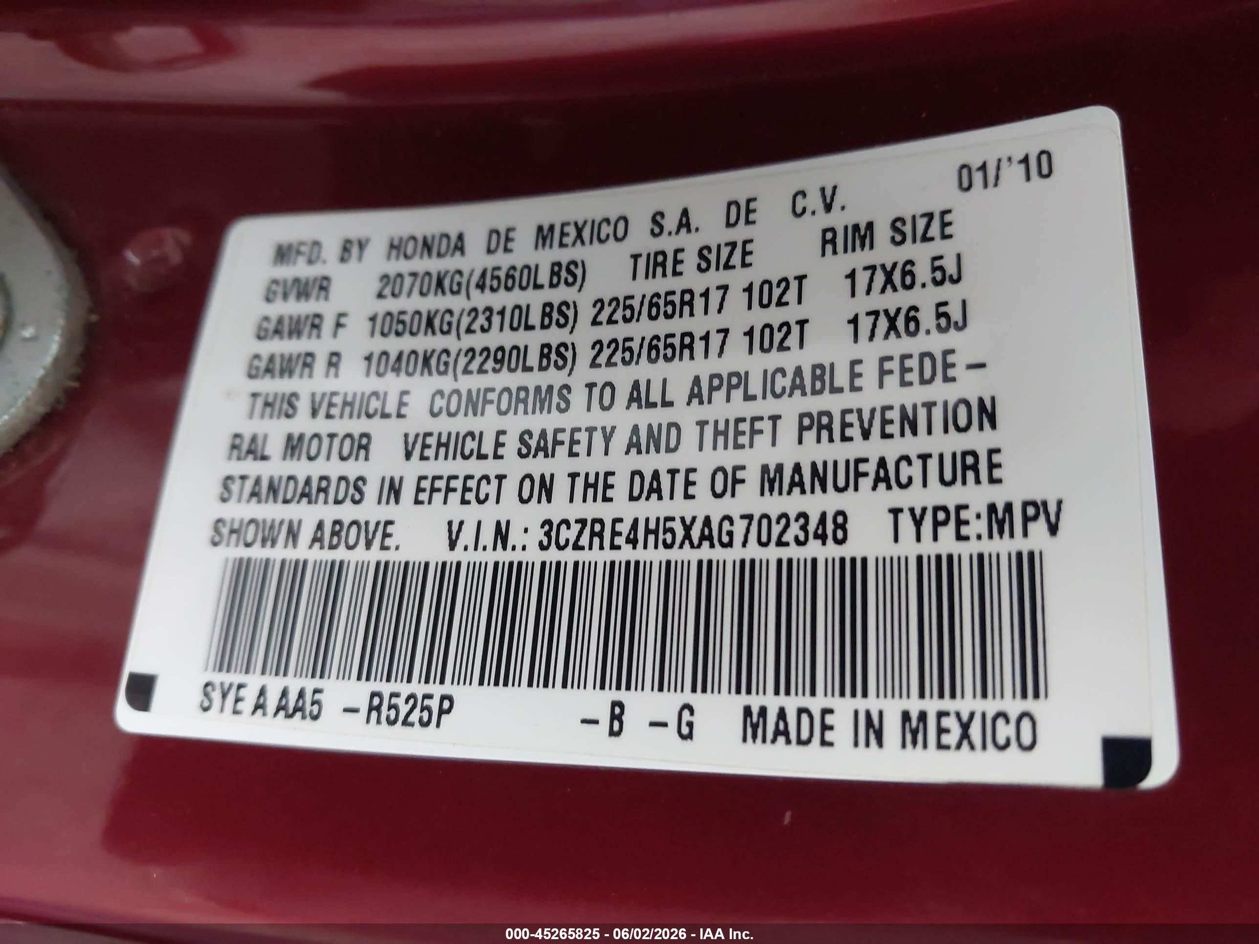 2010 Honda Cr-v Ex Red vin: 3CZRE4H5XAG702348