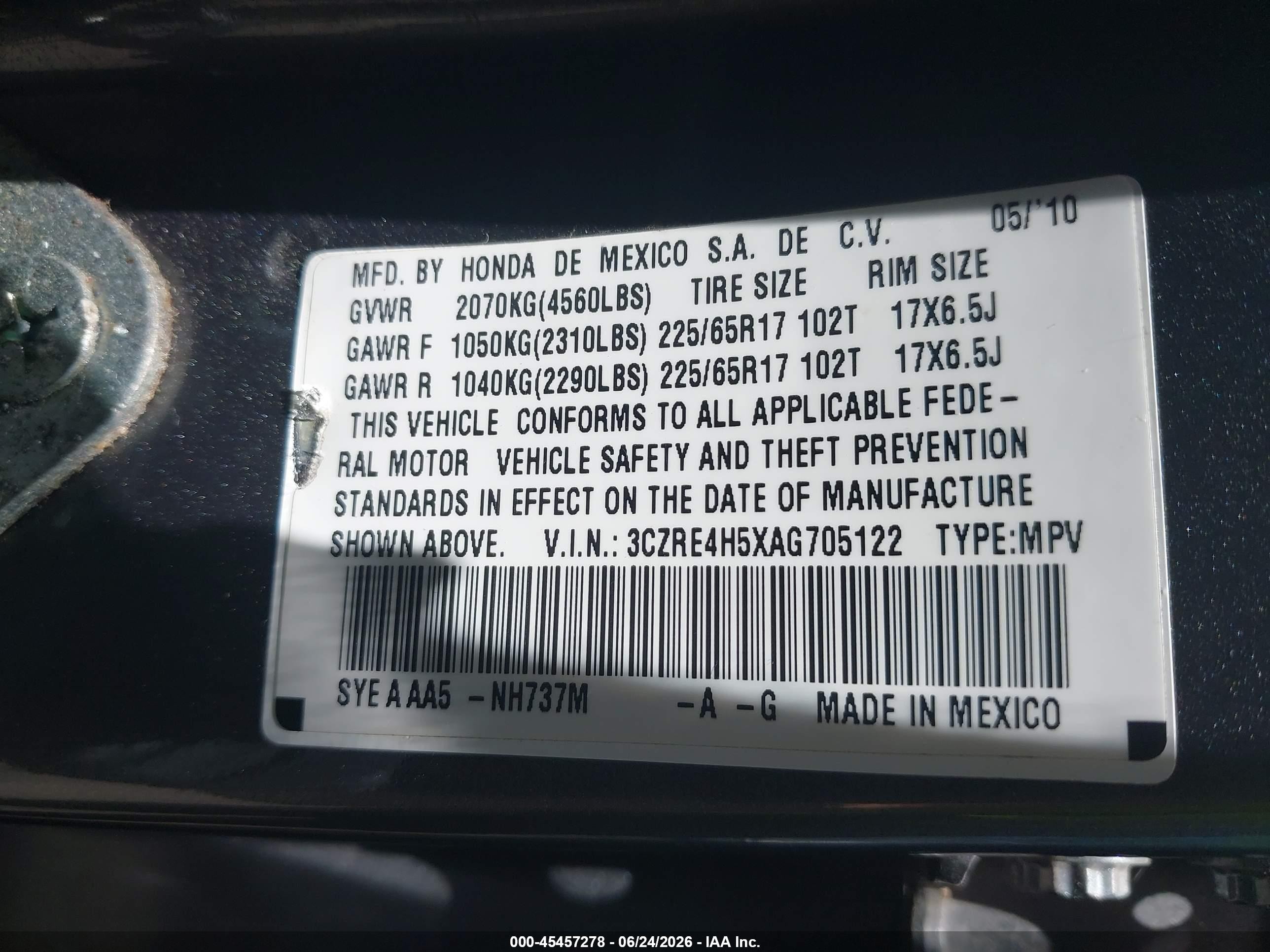 2010 Honda Cr-v Ex Серый vin: 3CZRE4H5XAG705122