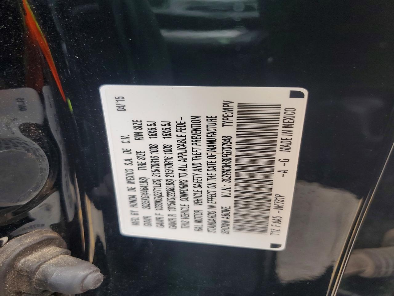2015 Honda Cr-v Black vin: 3CZRM3H30FG707948