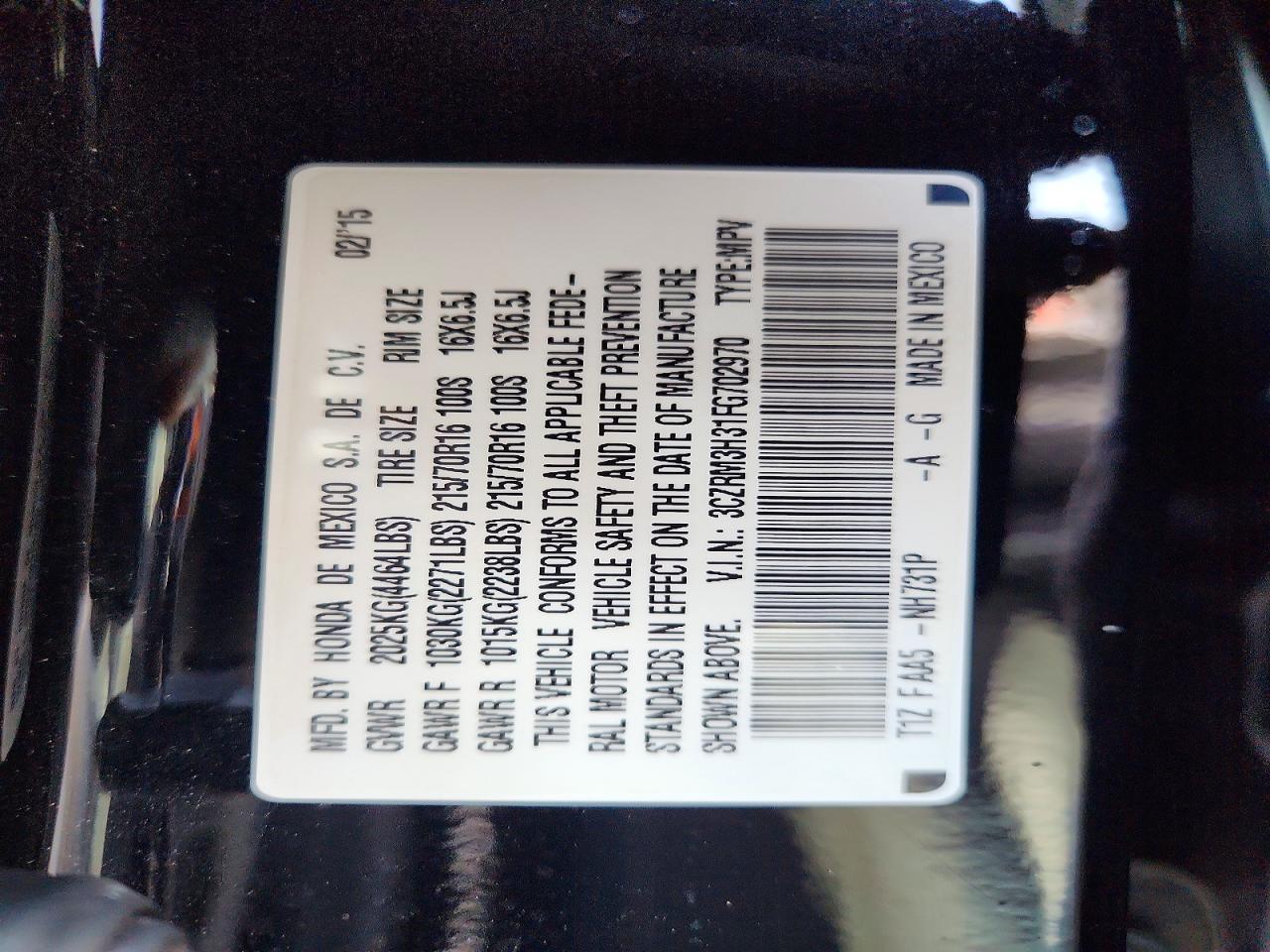 2015 Honda Cr-v Lx Black vin: 3CZRM3H31FG702970