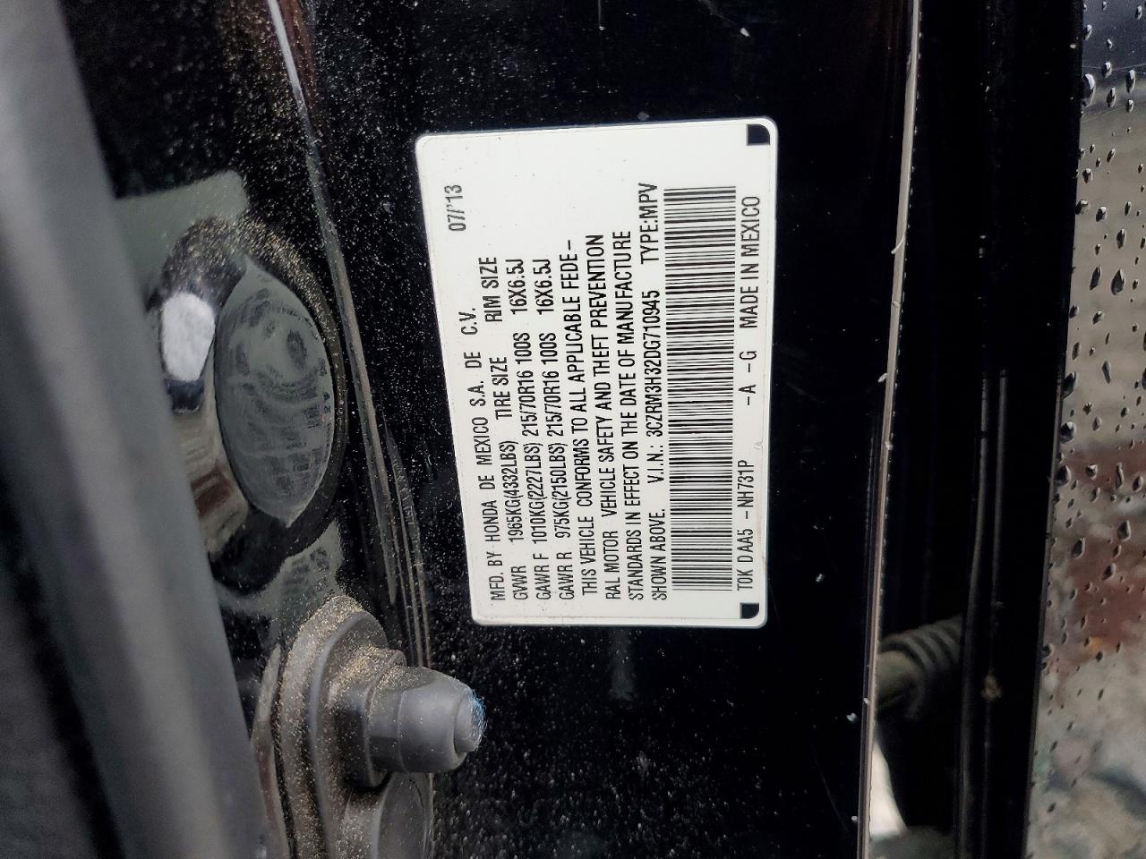 2013 Honda Cr-v Lx Black vin: 3CZRM3H32DG710945