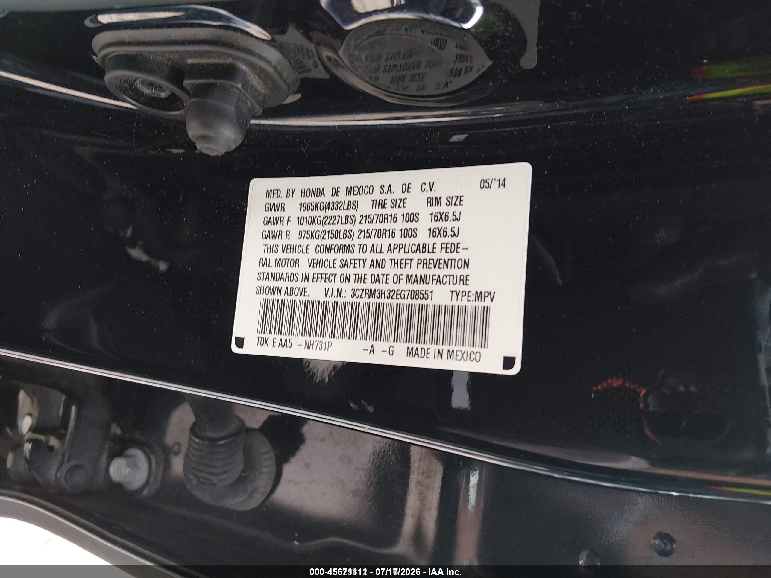 2014 Honda Cr-v Lx Black vin: 3CZRM3H32EG708551