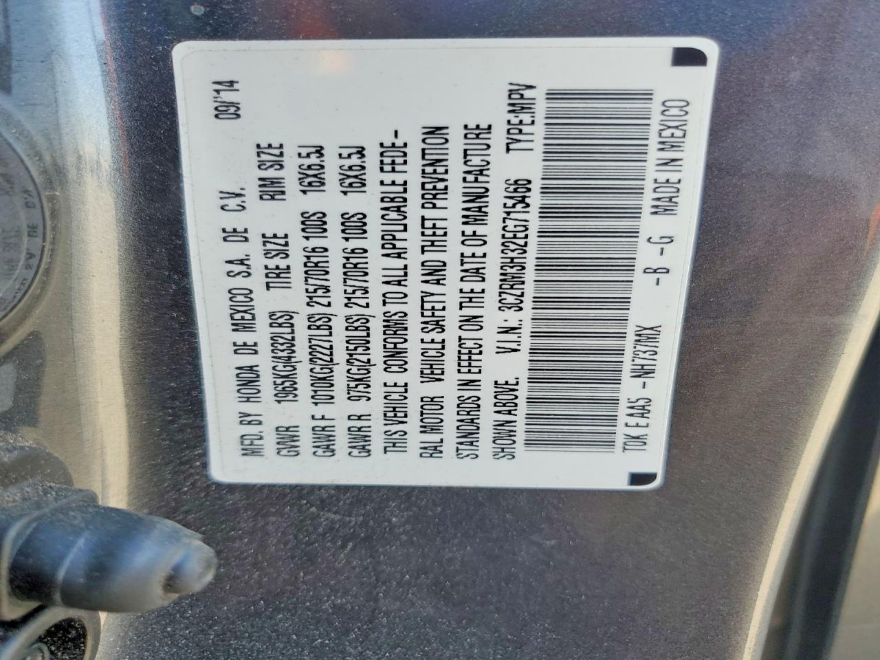 2014 Honda Cr-v Lx Charcoal vin: 3CZRM3H32EG715466