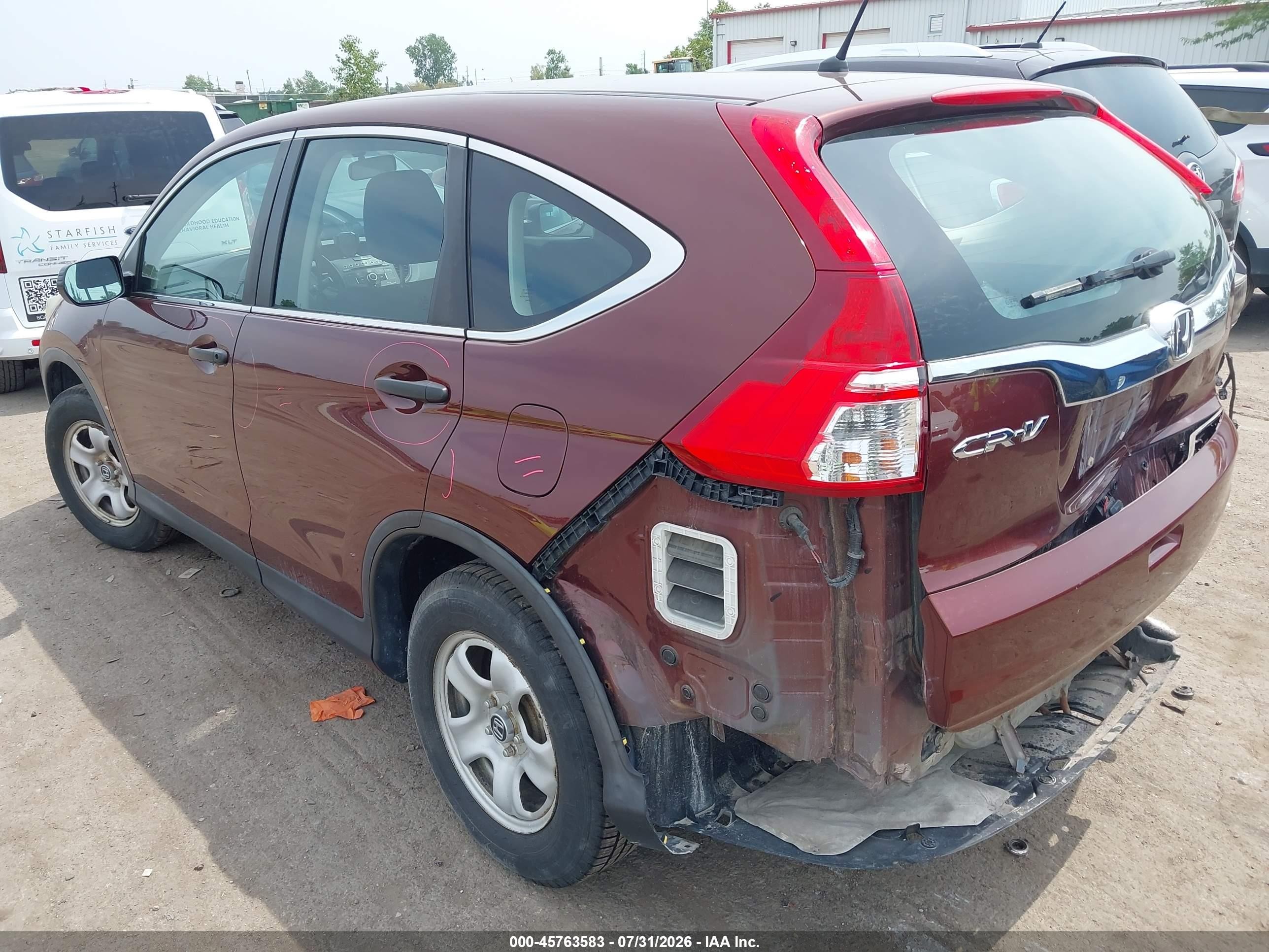 2015 Honda Cr-v Lx Burgundy vin: 3CZRM3H33FG702727