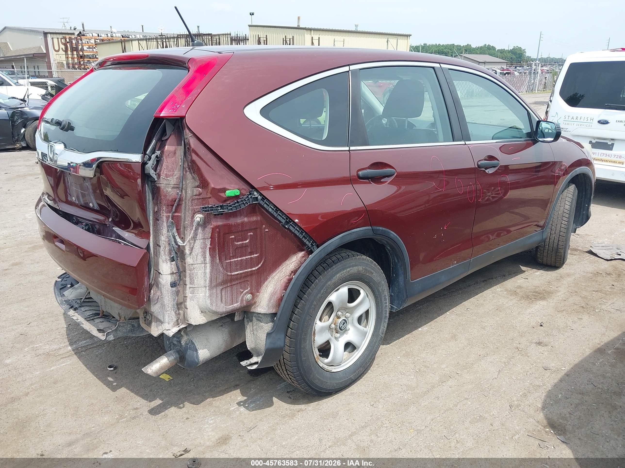 2015 Honda Cr-v Lx Burgundy vin: 3CZRM3H33FG702727