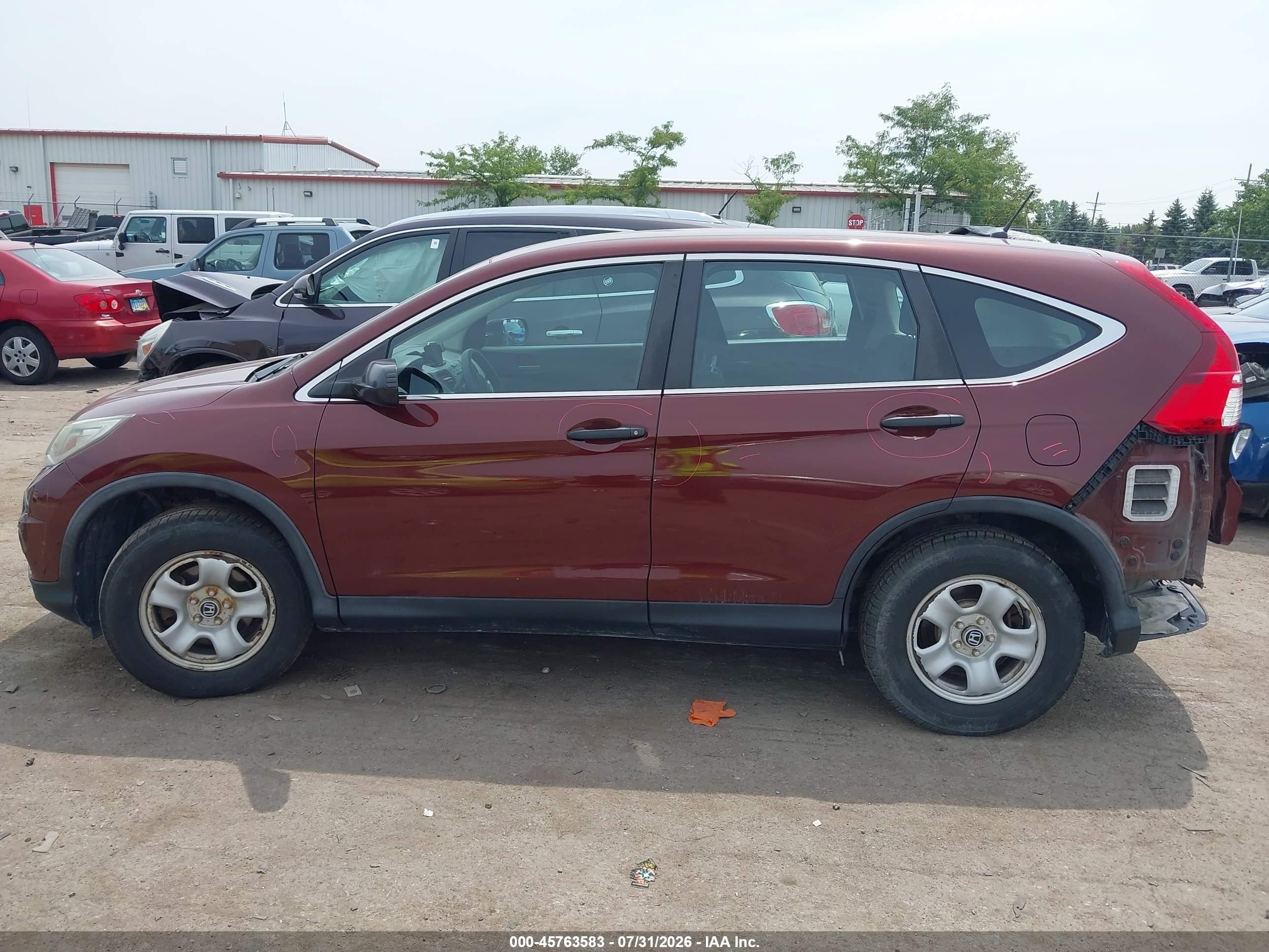 2015 Honda Cr-v Lx Burgundy vin: 3CZRM3H33FG702727