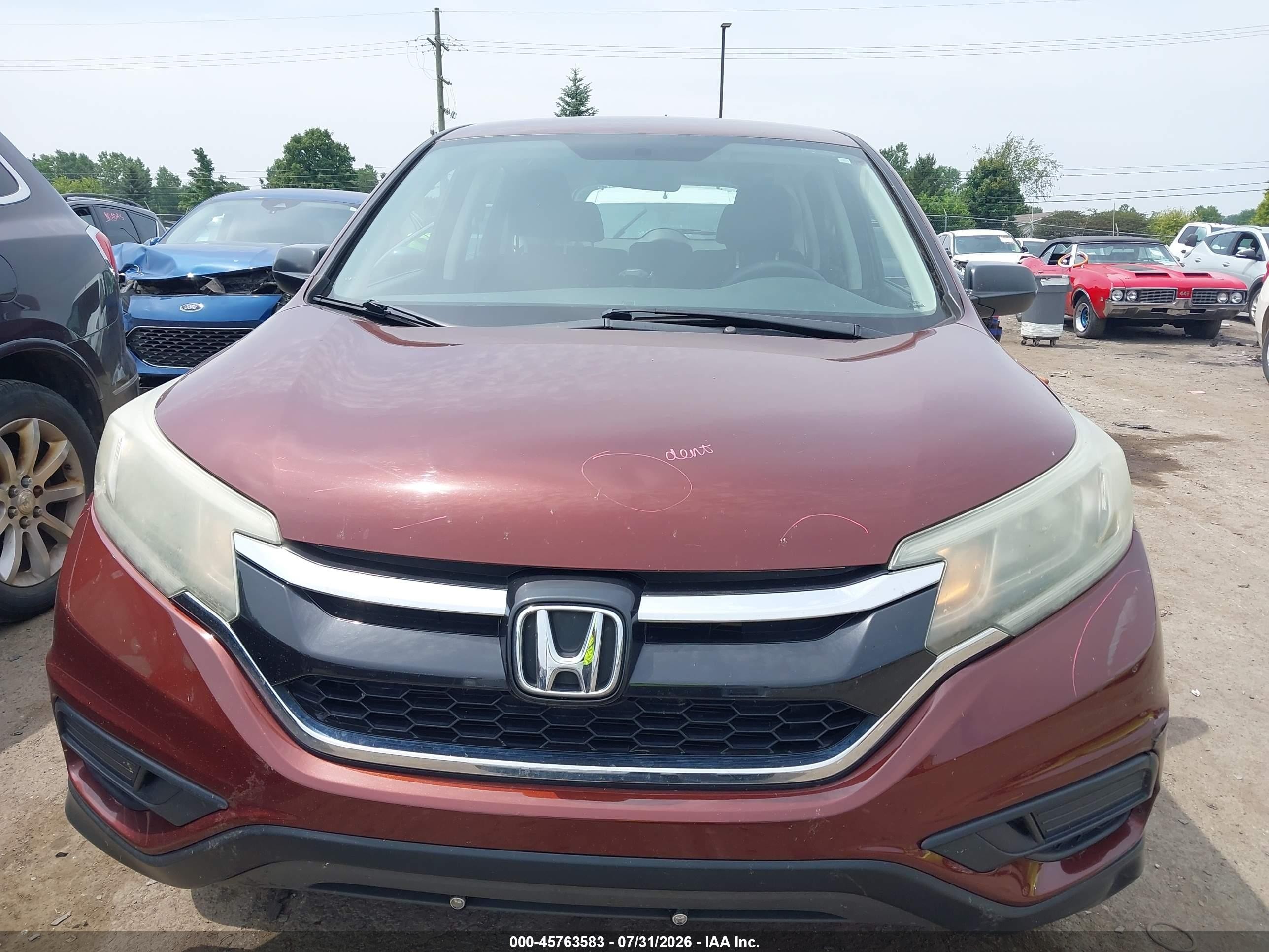 2015 Honda Cr-v Lx Burgundy vin: 3CZRM3H33FG702727