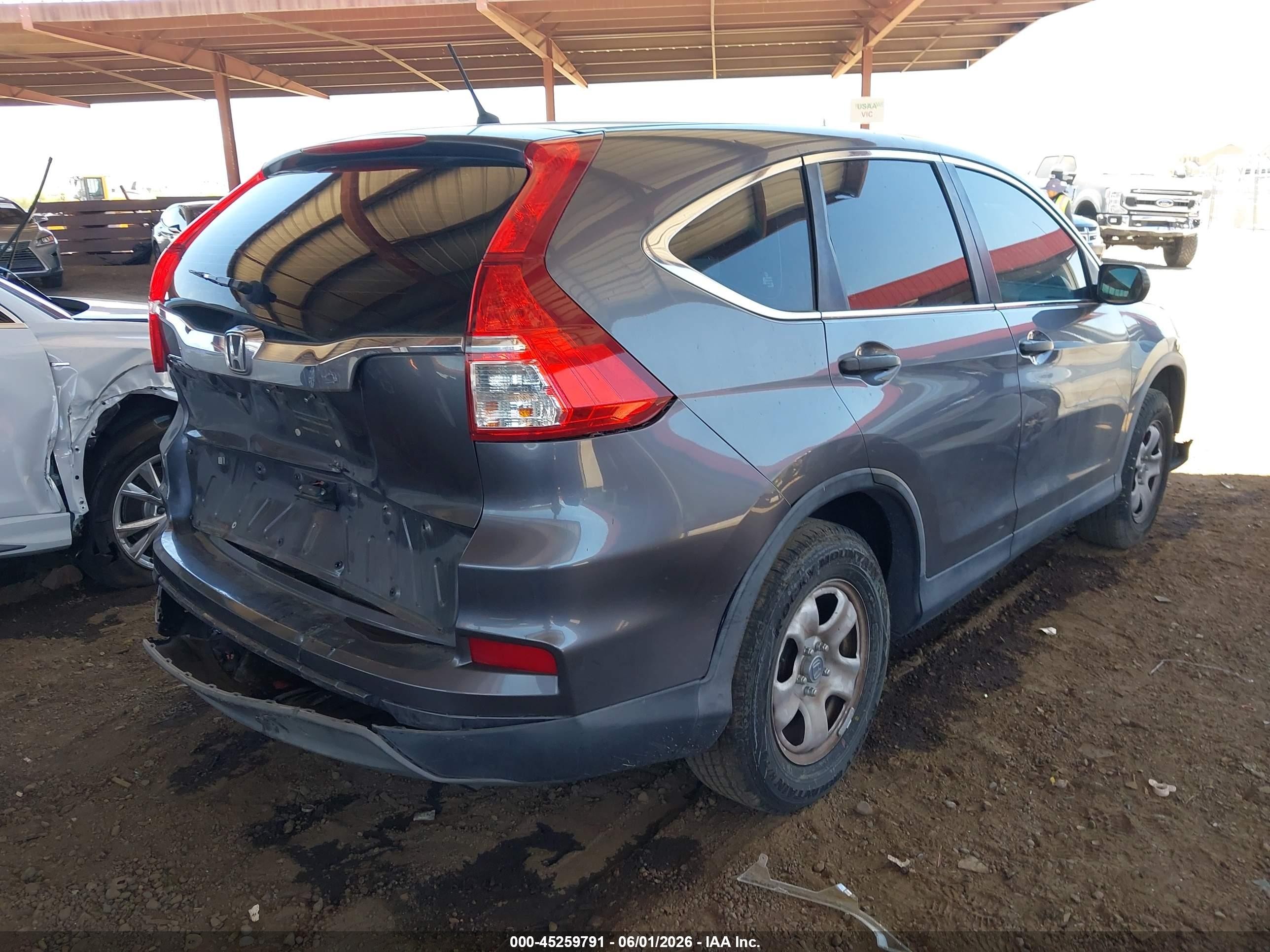 2015 Honda Cr-v Lx Gray vin: 3CZRM3H33FG708995