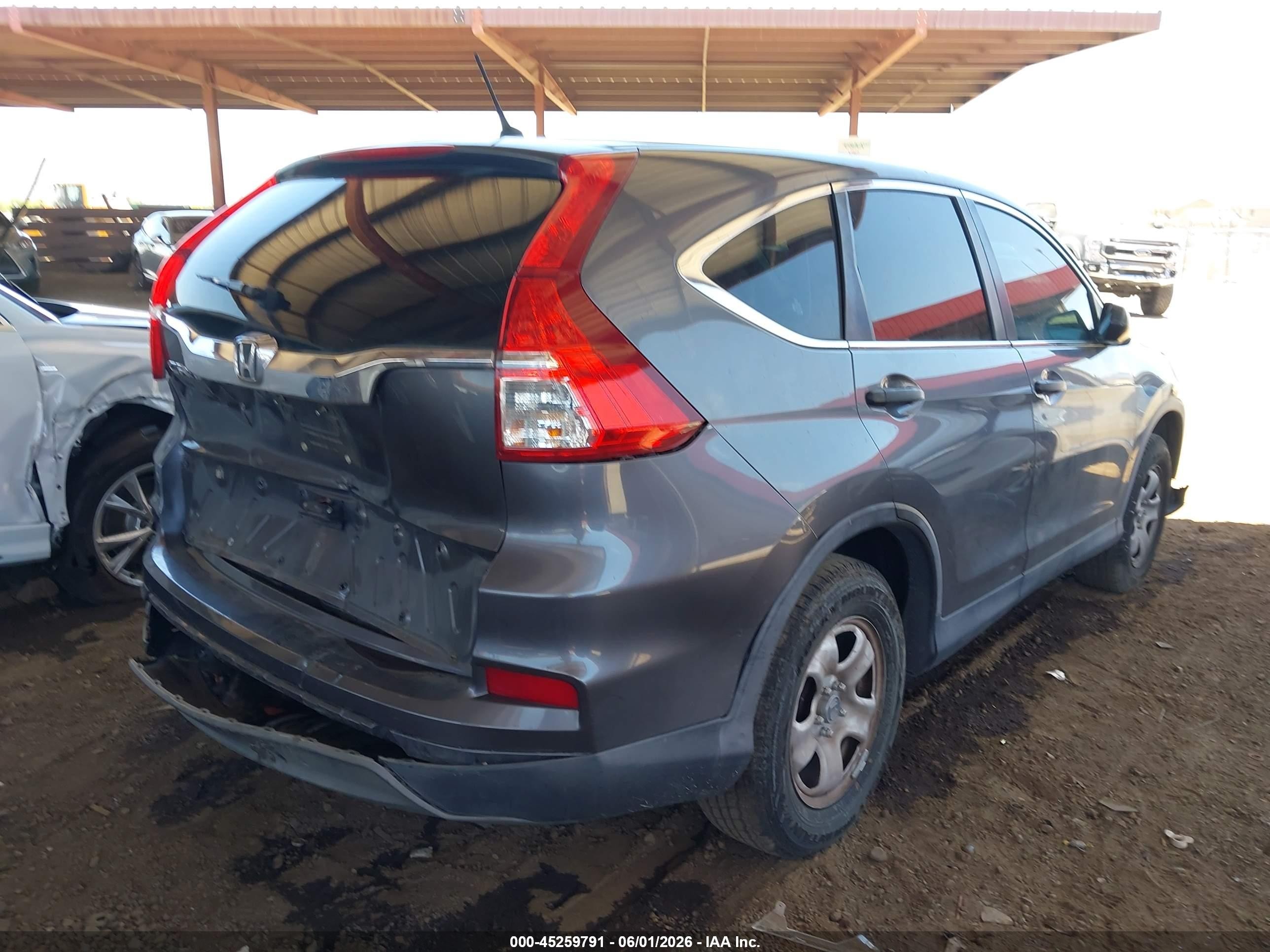 2015 Honda Cr-v Lx Gray vin: 3CZRM3H33FG708995