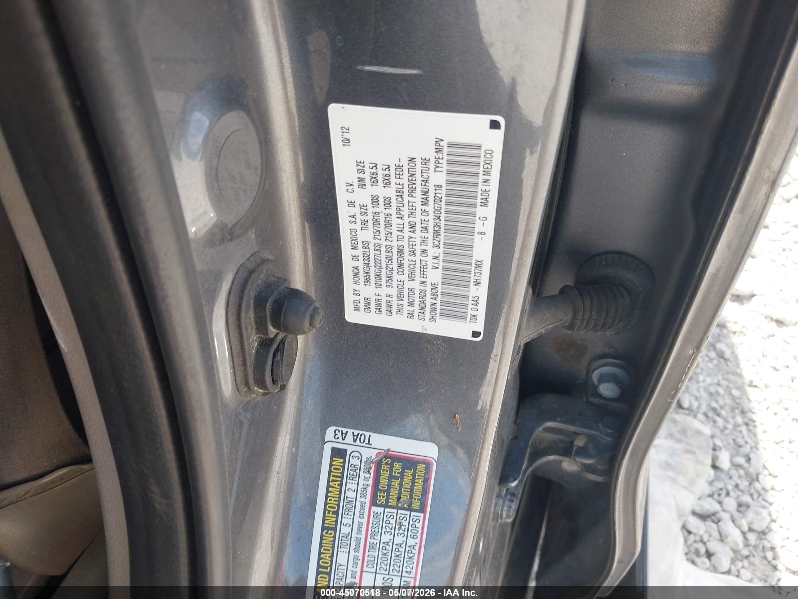 2013 Honda Cr-v Lx Gray vin: 3CZRM3H34DG702118