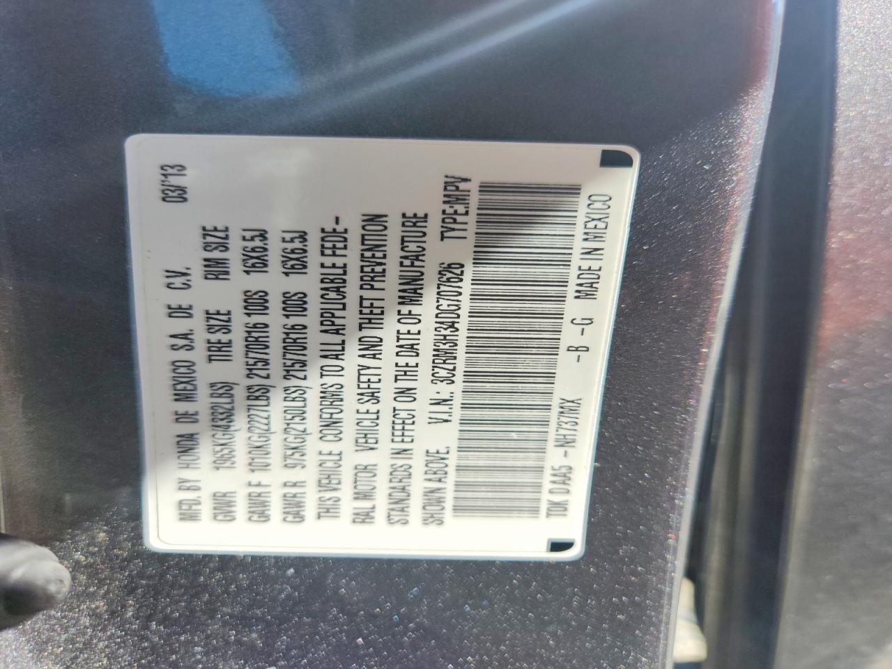 2013 Honda Cr-v Lx Gray vin: 3CZRM3H34DG707626