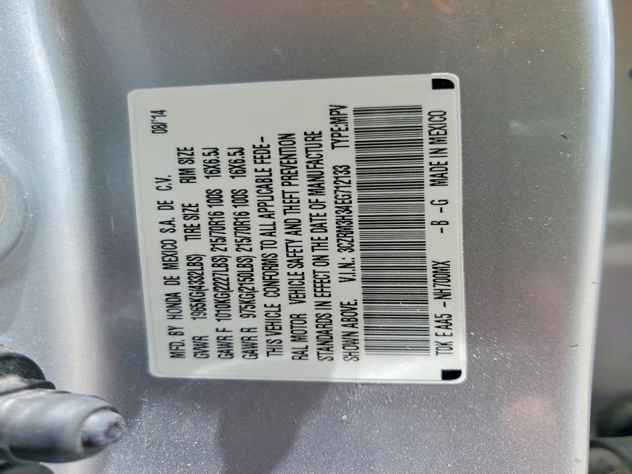 2014 Honda Cr-v Lx Silver vin: 3CZRM3H34EG712133