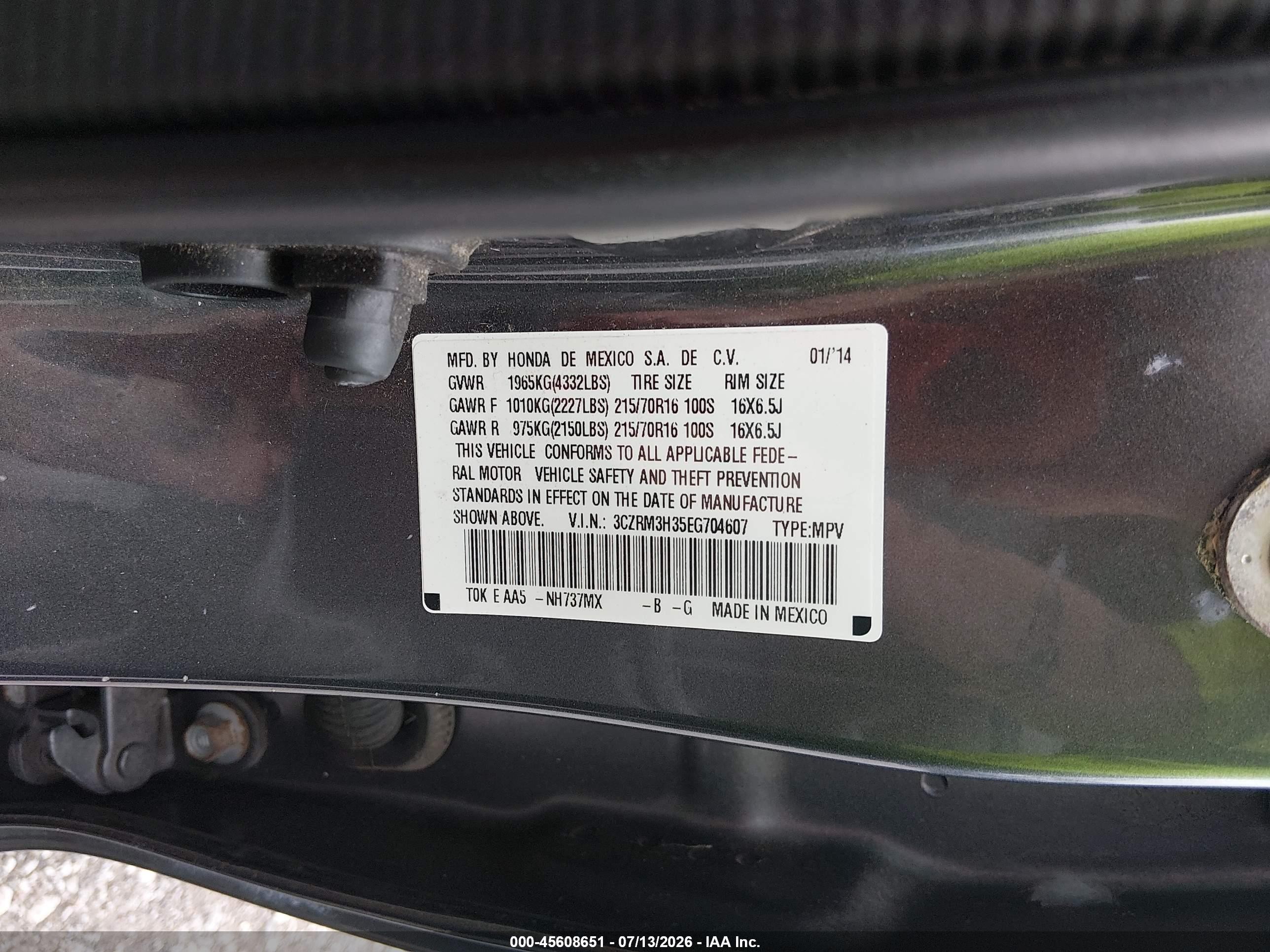 2014 Honda Cr-v Lx Серый vin: 3CZRM3H35EG704607