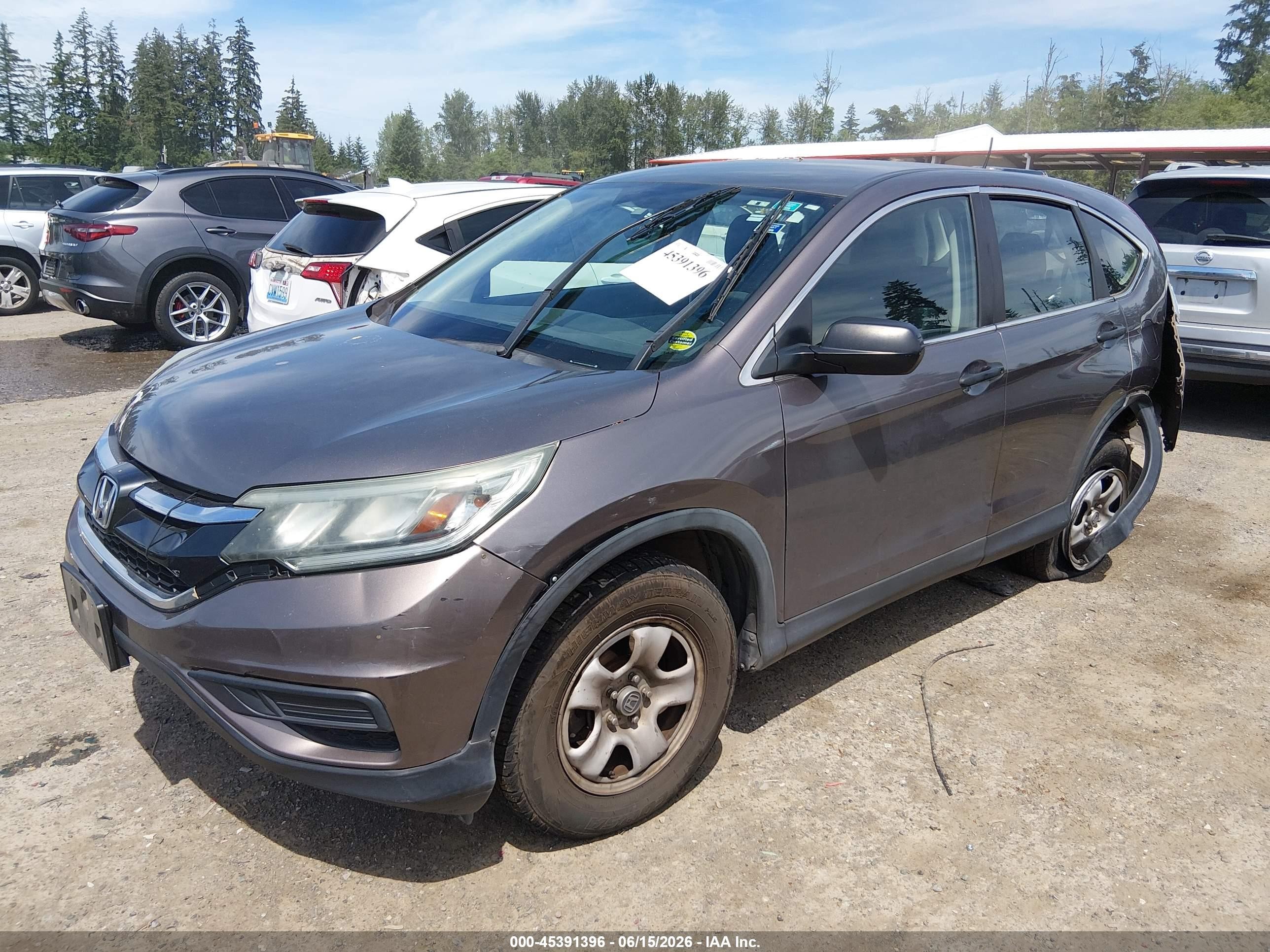 2015 Honda Cr-v Lx Серый vin: 3CZRM3H35FG709615