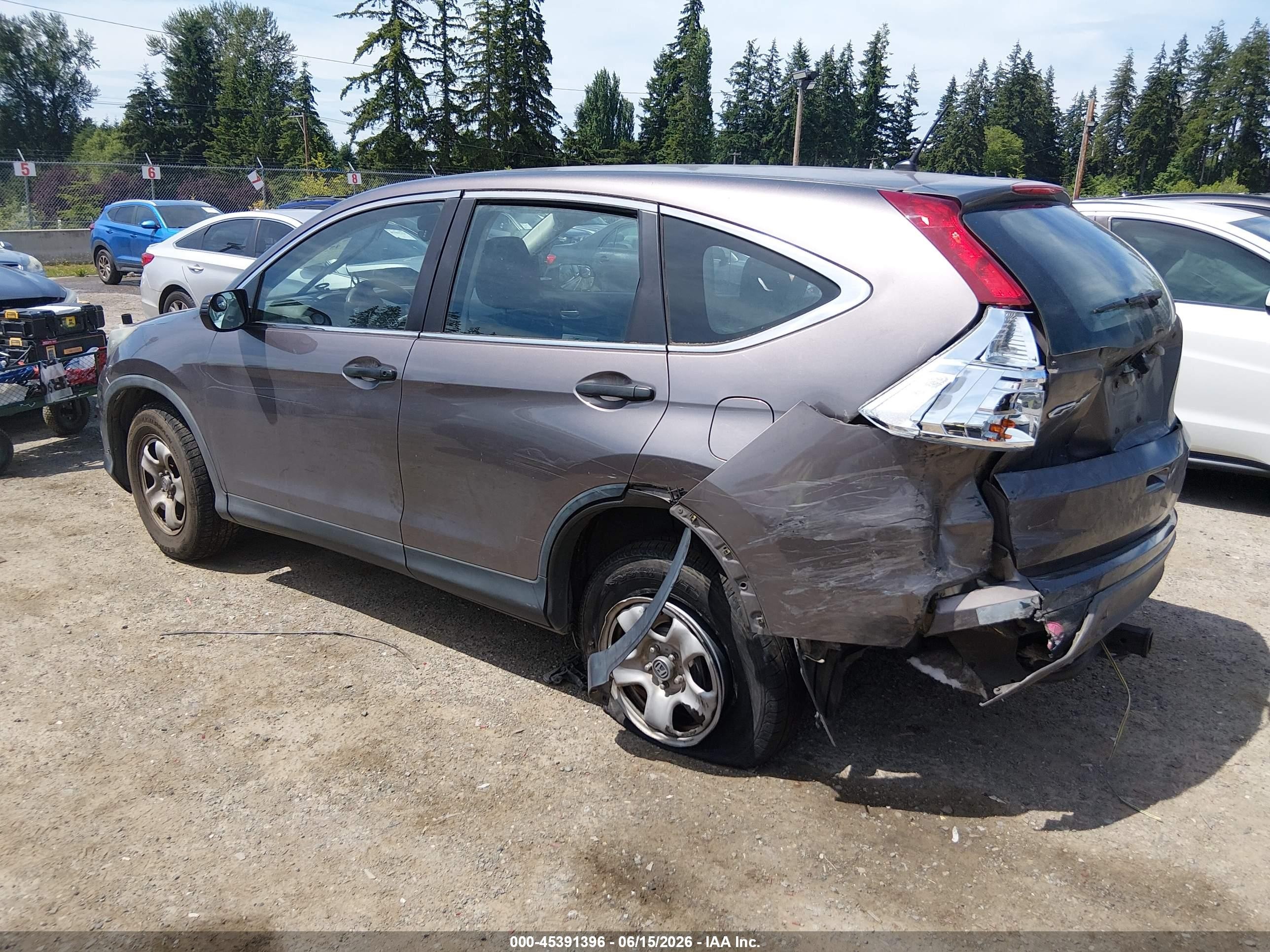 2015 Honda Cr-v Lx Серый vin: 3CZRM3H35FG709615