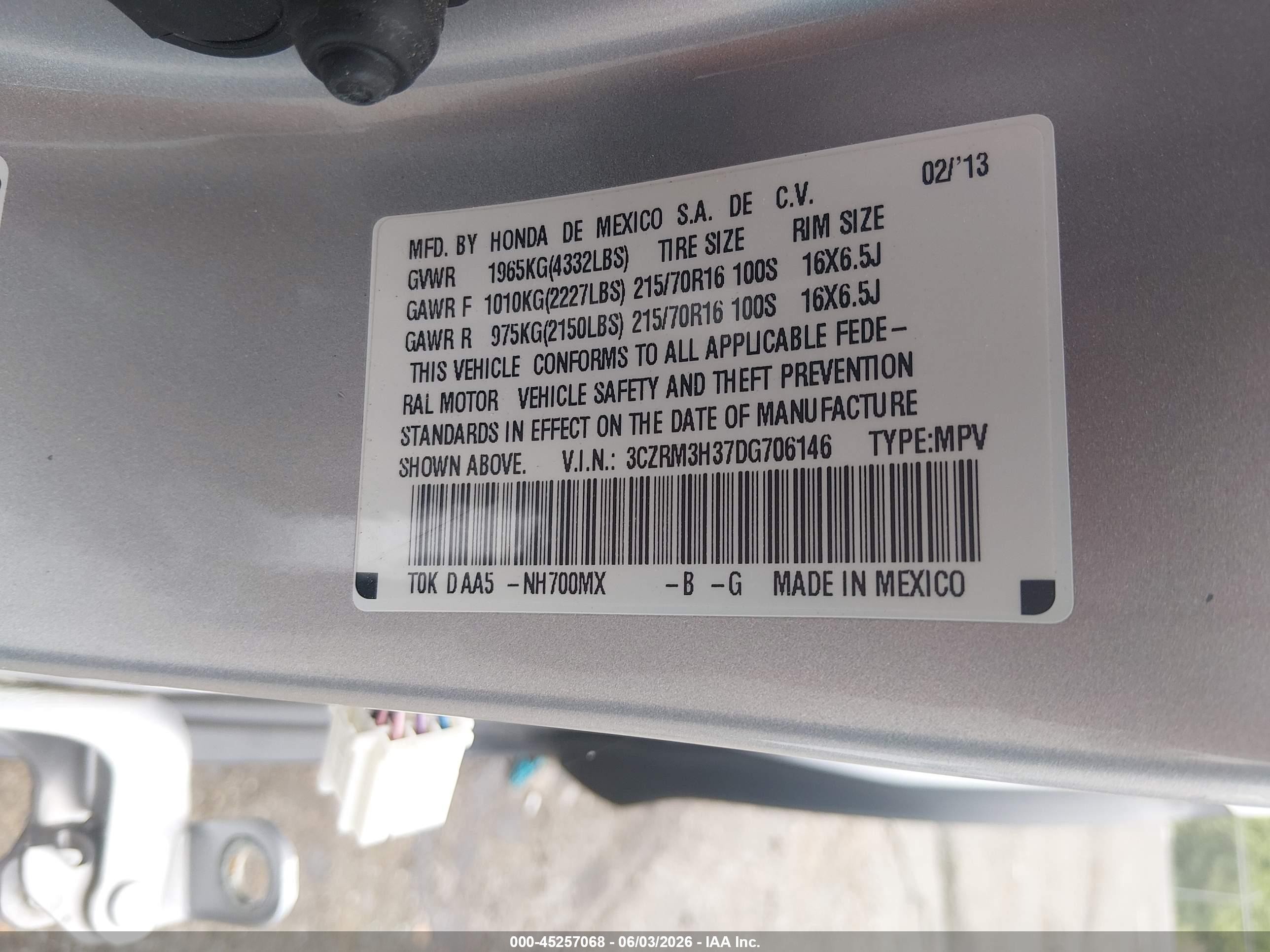 2013 Honda Cr-v Lx Silver vin: 3CZRM3H37DG706146