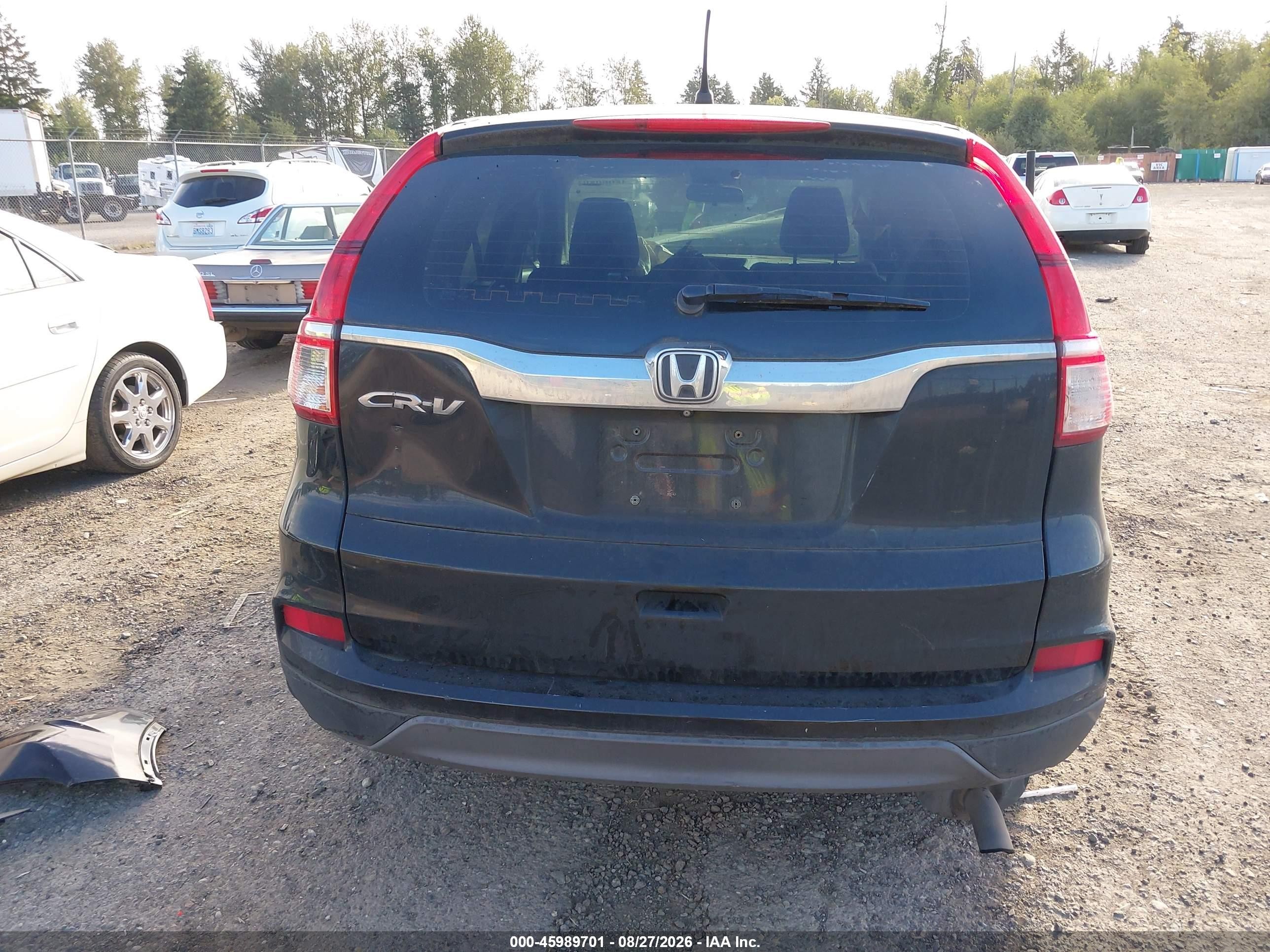 2015 Honda Cr-v Lx Black vin: 3CZRM3H37FG708059