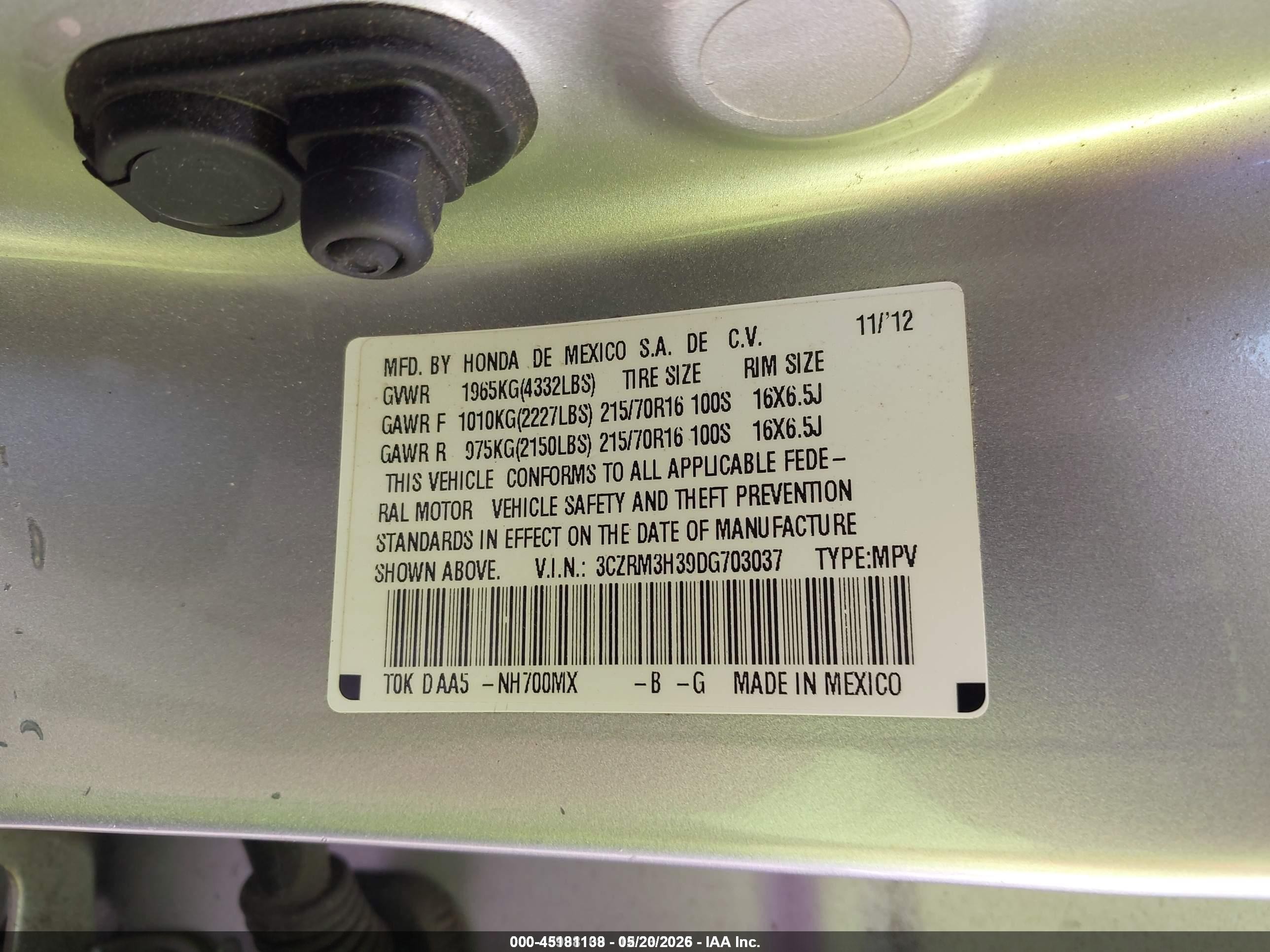 2013 Honda Cr-v Lx Silver vin: 3CZRM3H39DG703037