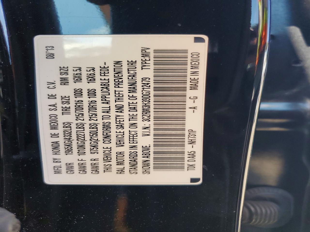 2013 Honda Cr-v Lx Black vin: 3CZRM3H39DG712479