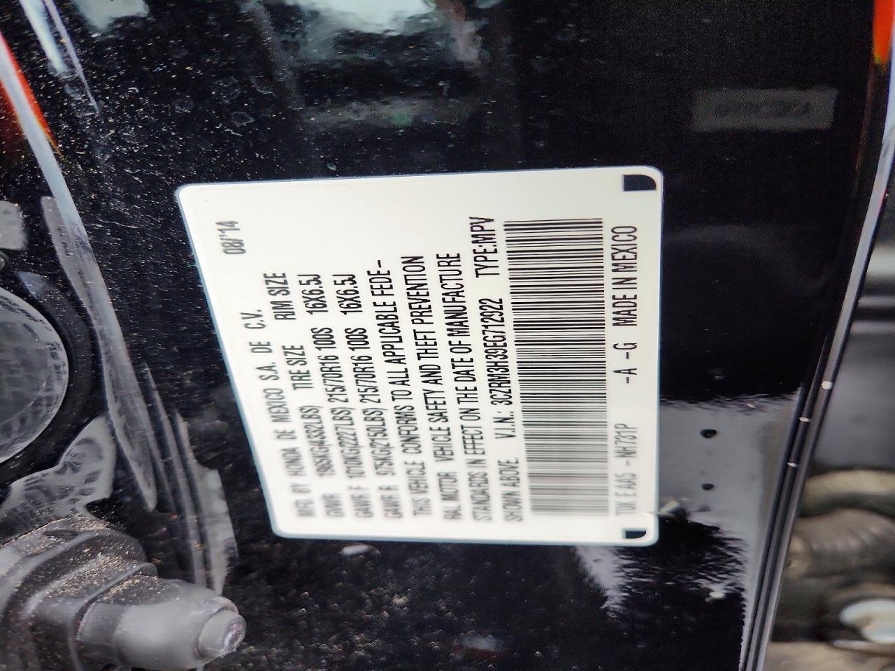 2014 Honda Cr-v Lx Black vin: 3CZRM3H39EG712922