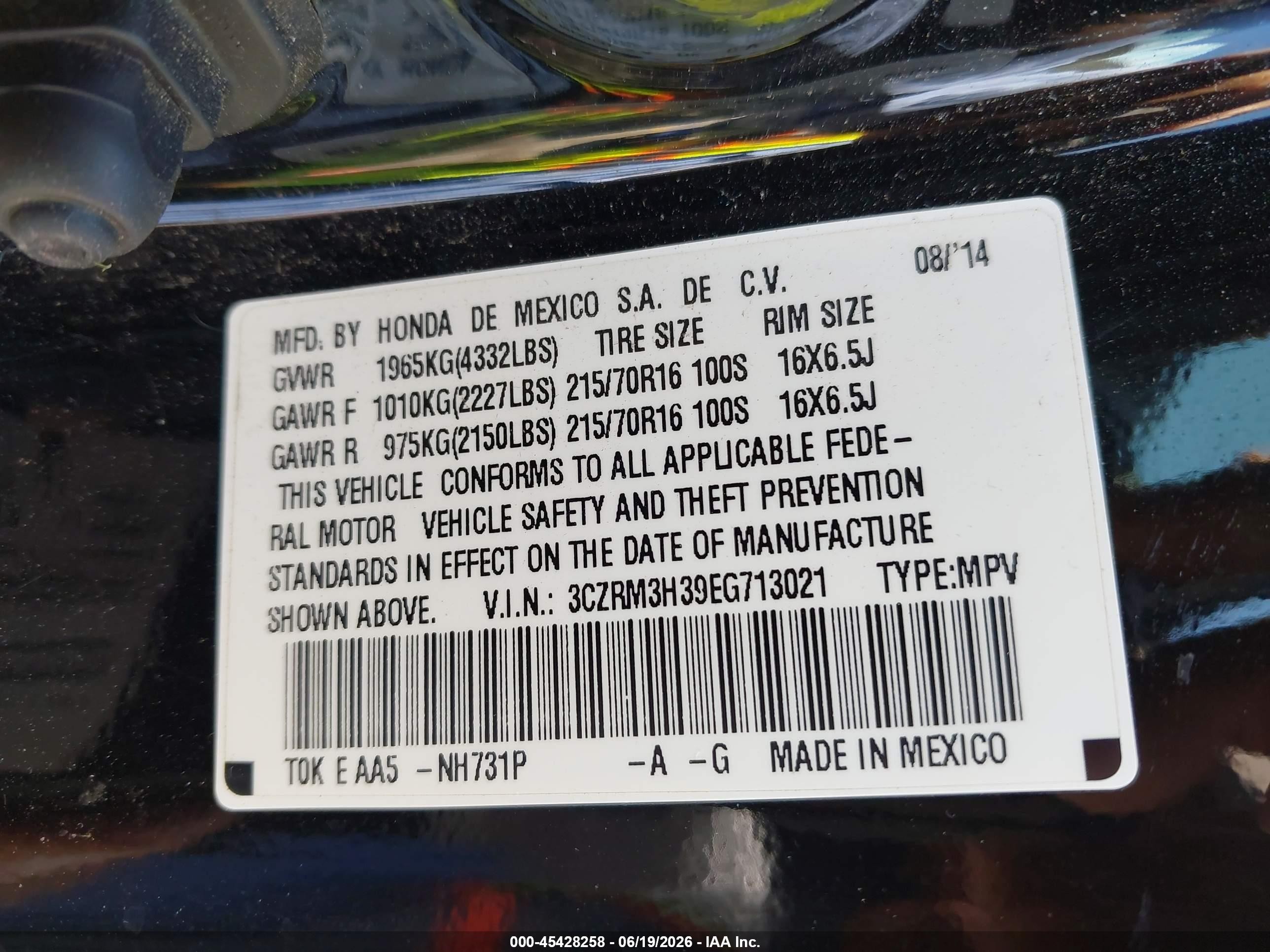 2014 Honda Cr-v Lx Черный vin: 3CZRM3H39EG713021