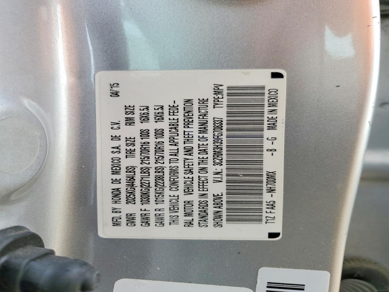 2015 Honda Cr-v Lx Silver vin: 3CZRM3H39FG708337