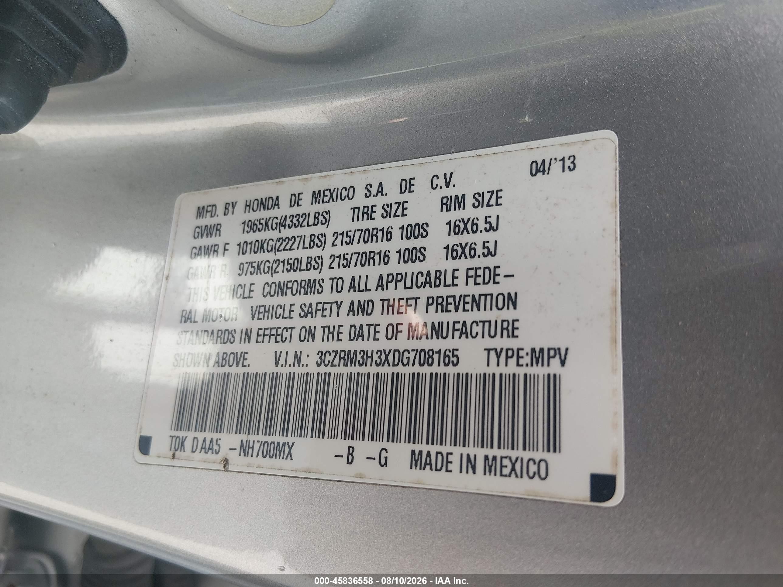 2013 Honda Cr-v Lx Серебряный vin: 3CZRM3H3XDG708165