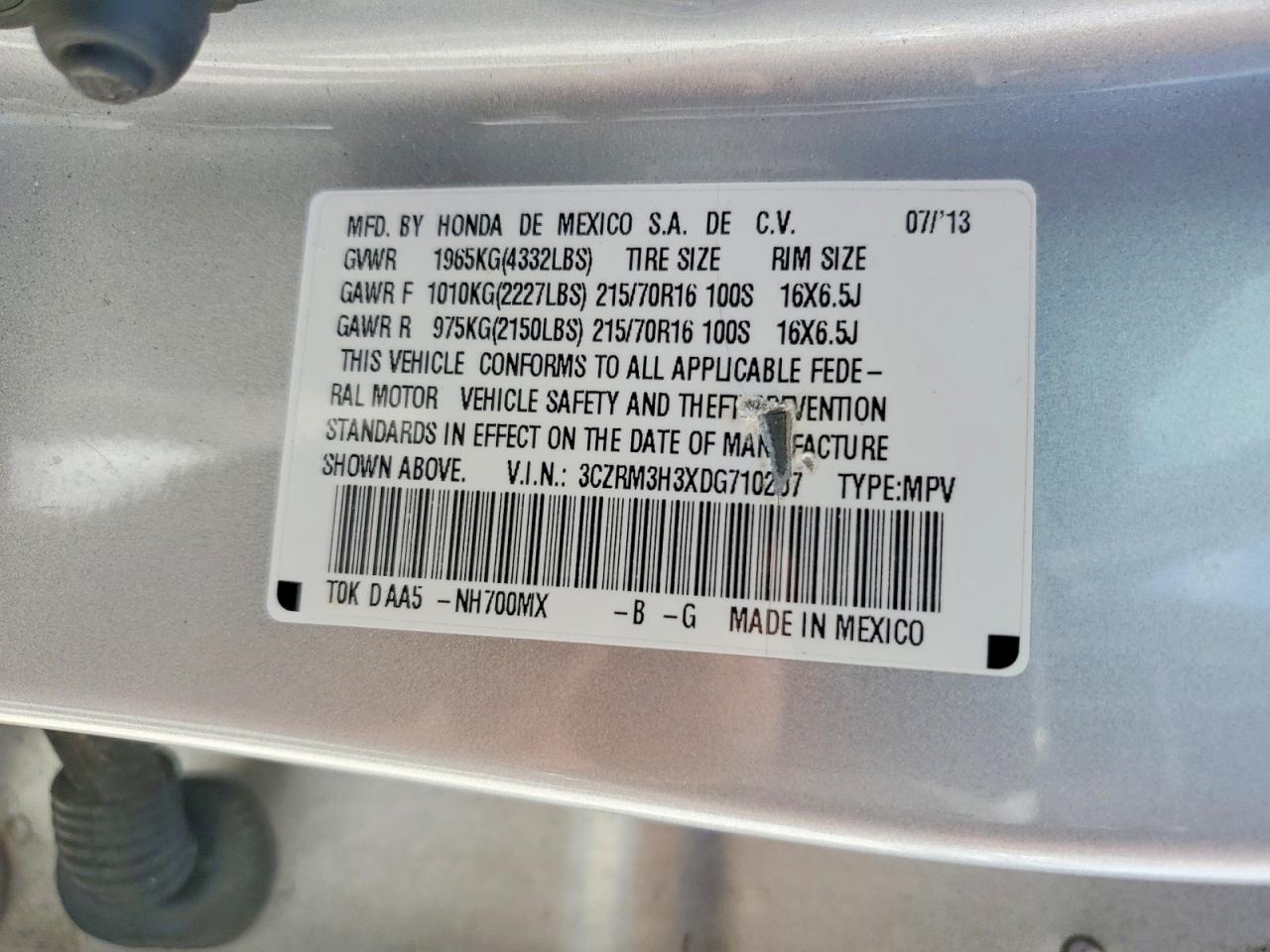2013 Honda Cr-v Lx Silver vin: 3CZRM3H3XDG710207