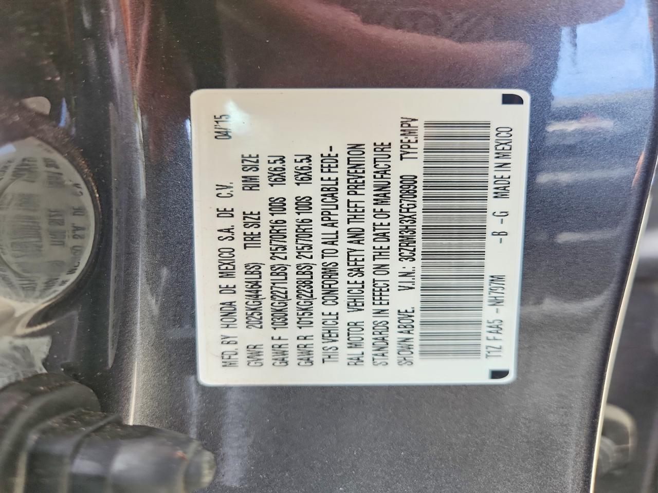 2015 Honda Cr-v Lx Gray vin: 3CZRM3H3XFG708900