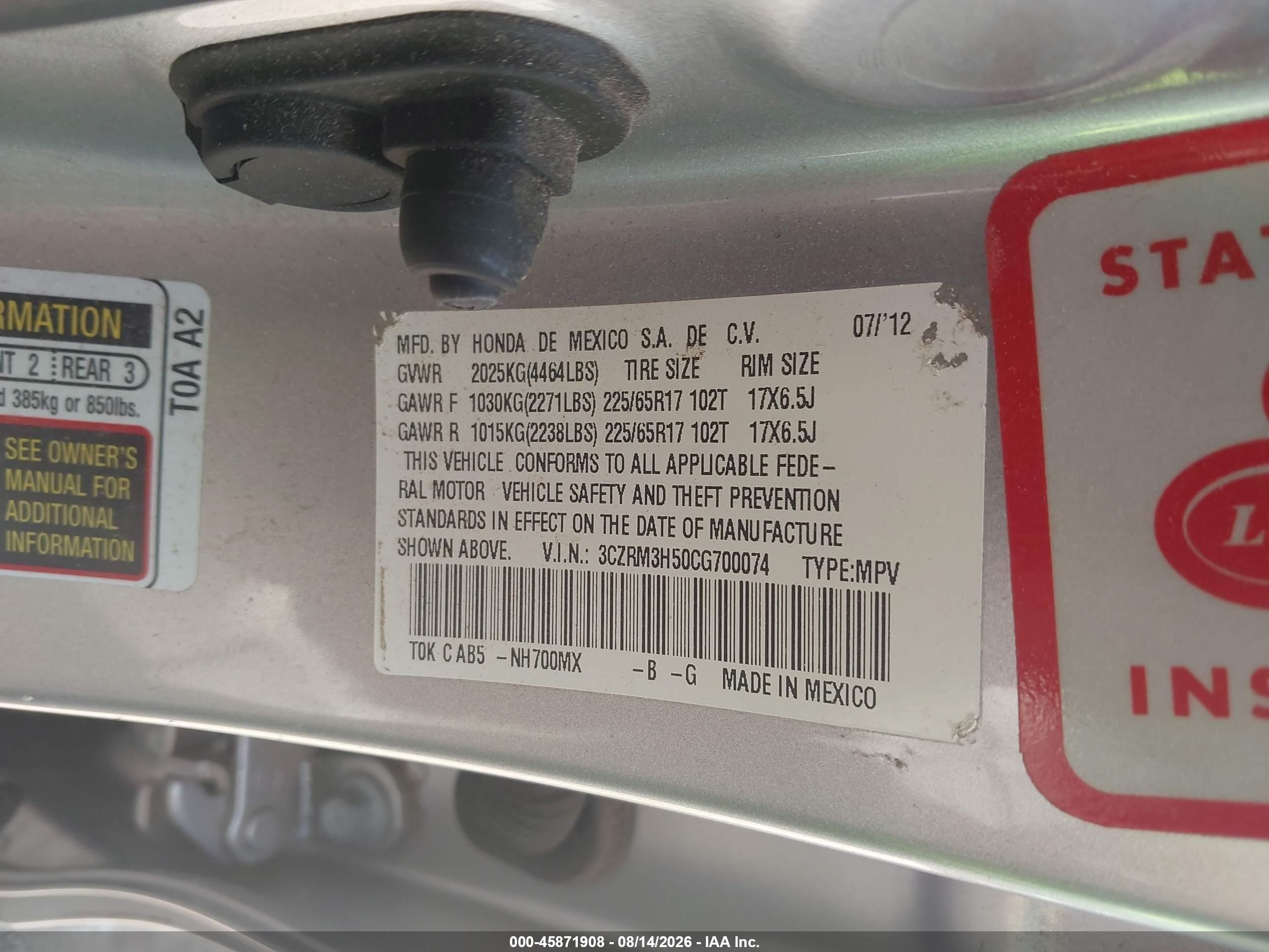 2012 Honda Cr-v Ex Silver vin: 3CZRM3H50CG700074