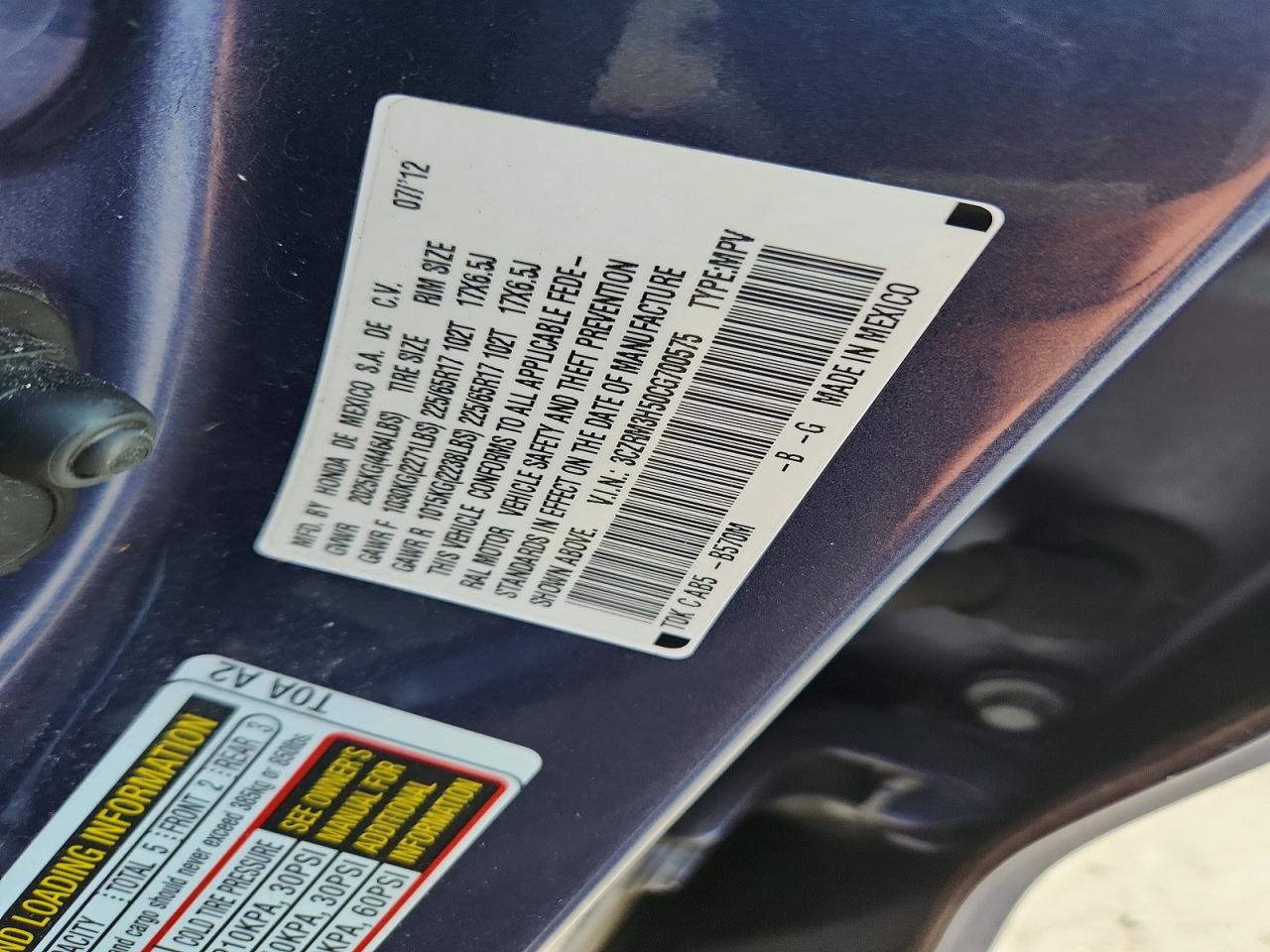 2012 Honda Cr-v Ex Purple vin: 3CZRM3H50CG700575