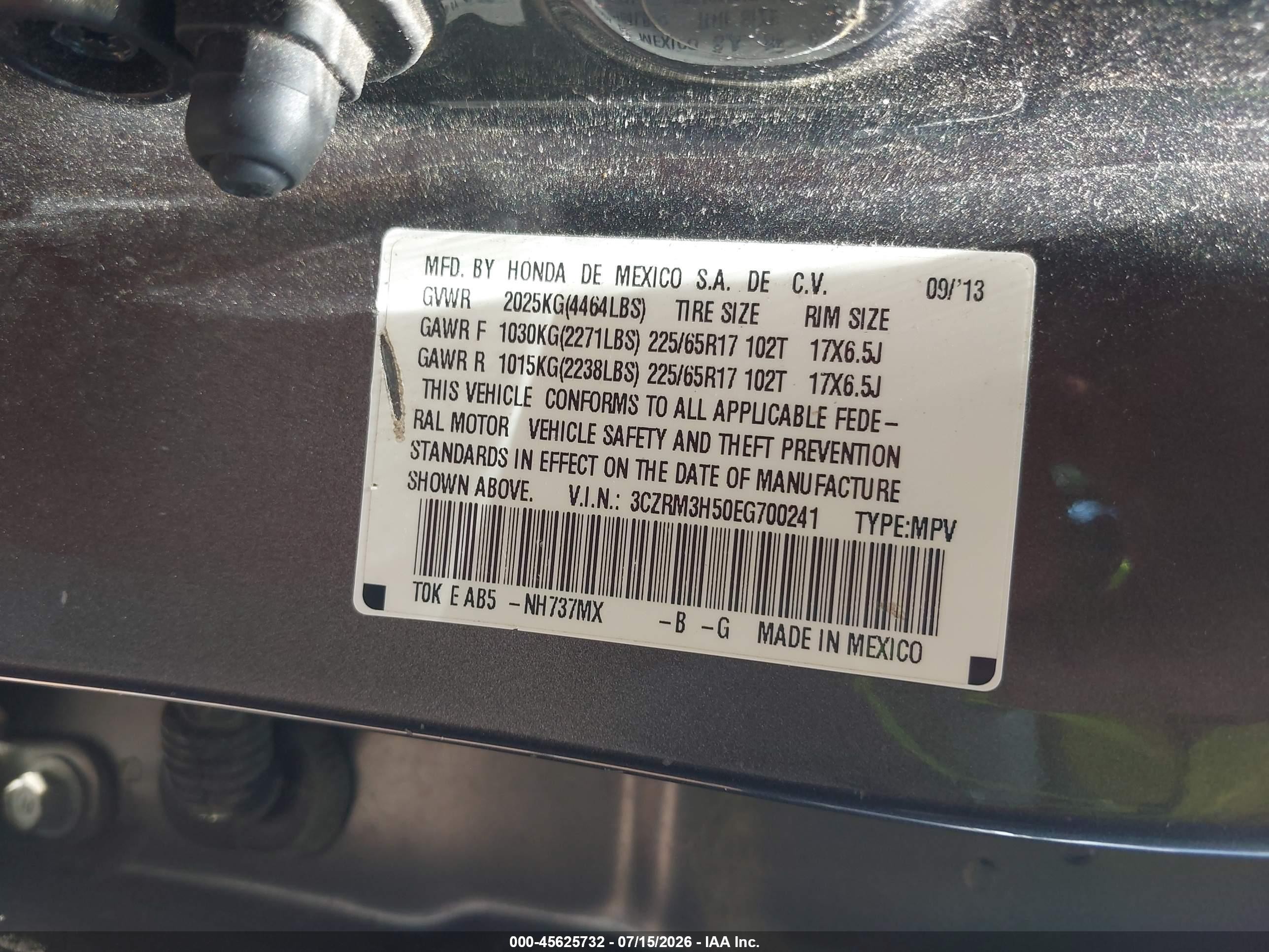 2014 Honda Cr-v Ex Gray vin: 3CZRM3H50EG700241