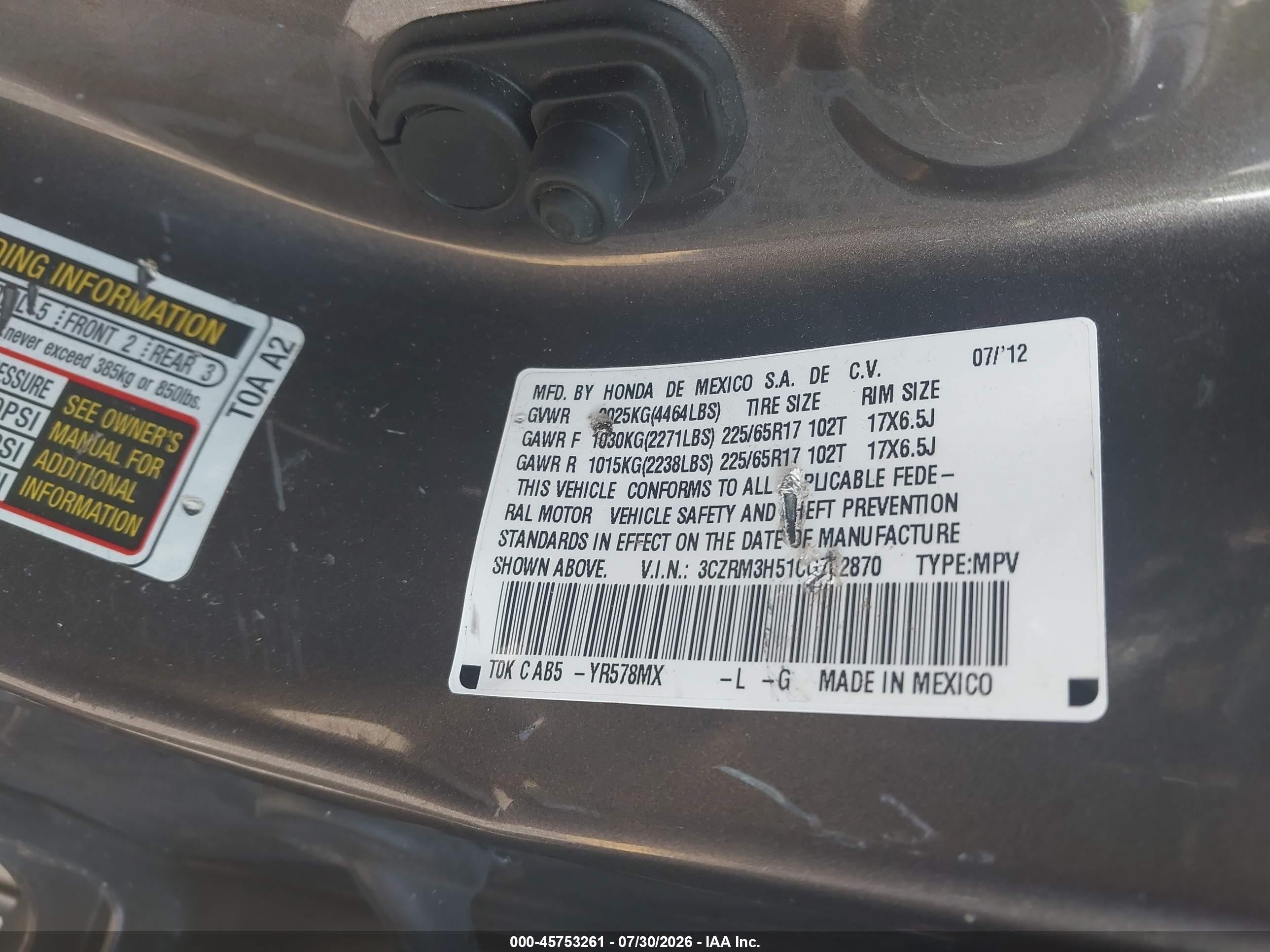 2012 Honda Cr-v Ex Silver vin: 3CZRM3H51CG702870