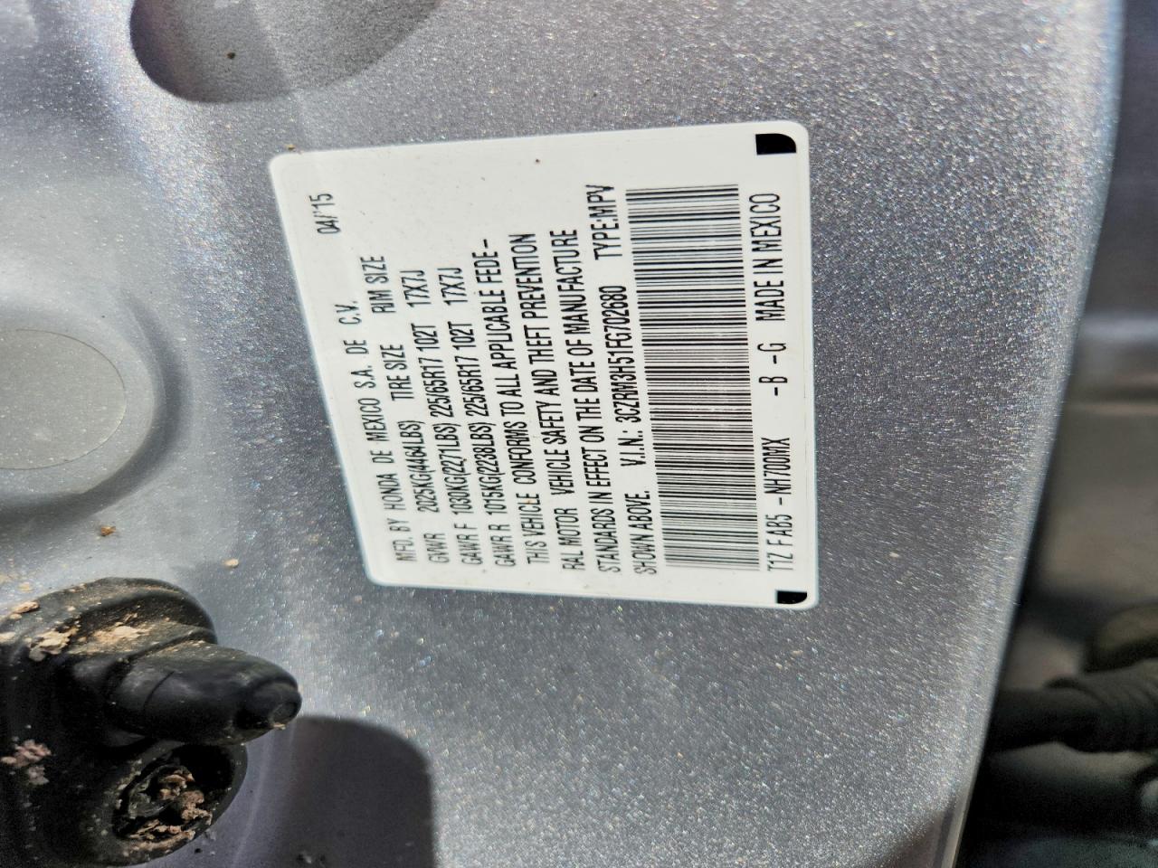 2015 Honda Cr-v Ex Серебряный vin: 3CZRM3H51FG702680