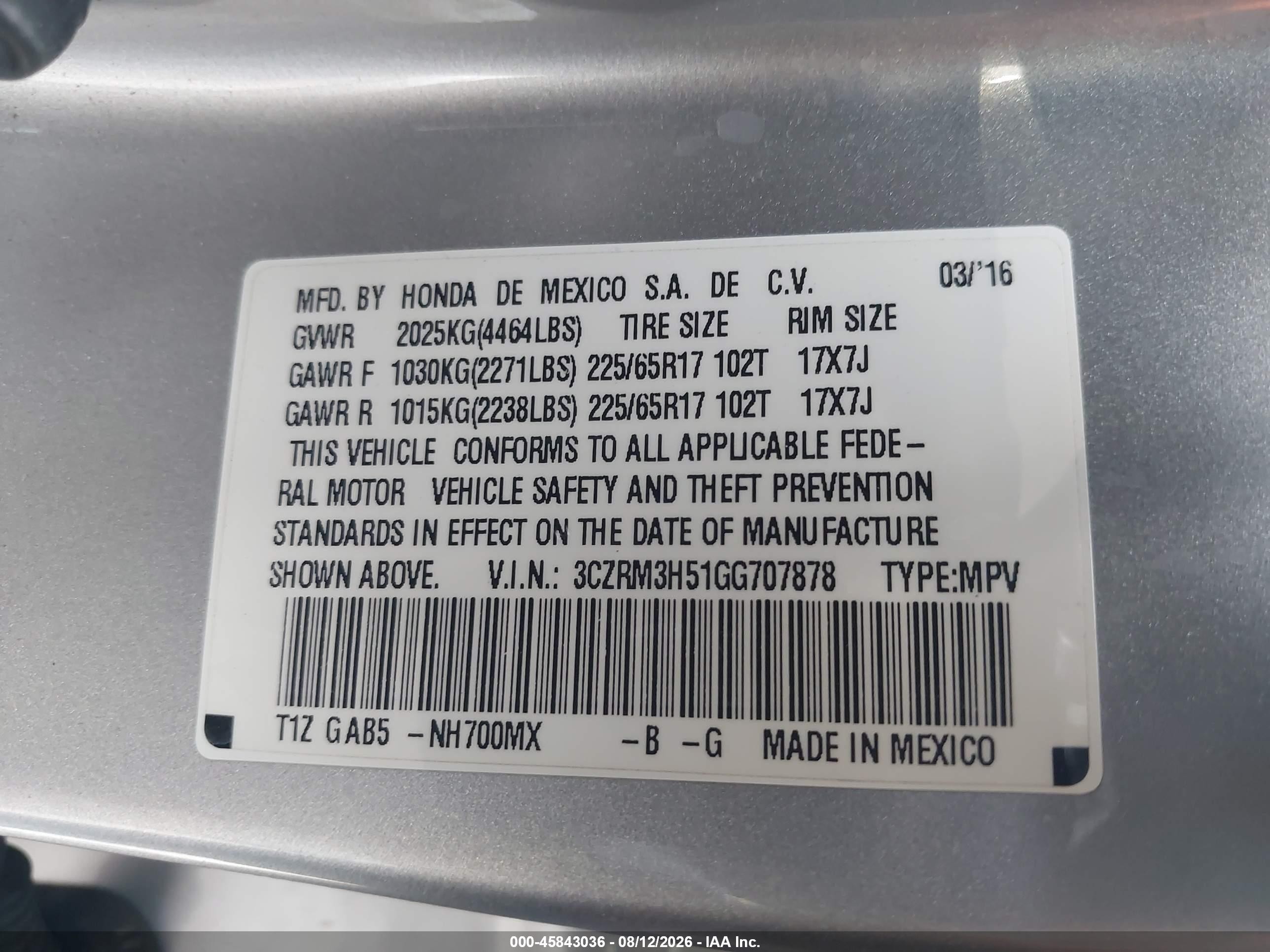 2016 Honda Cr-v Ex Silver vin: 3CZRM3H51GG707878