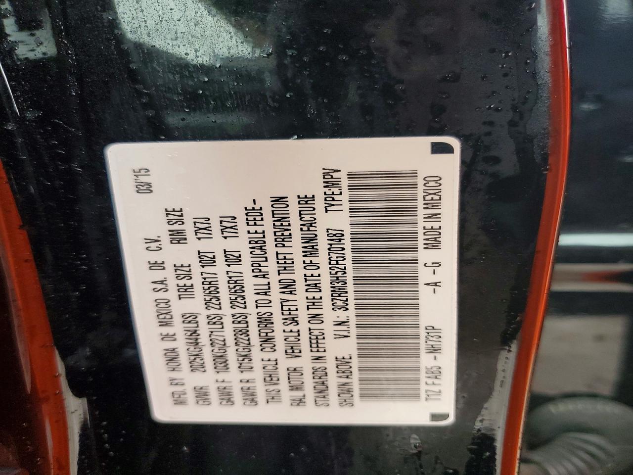 2015 Honda Cr-v Ex Black vin: 3CZRM3H52FG701487