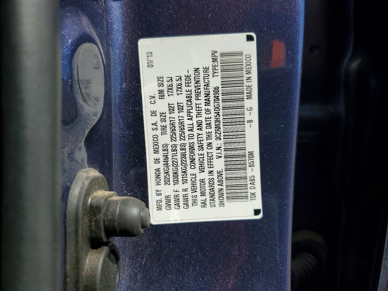 2013 Honda Cr-v Ex Blue vin: 3CZRM3H54DG704906