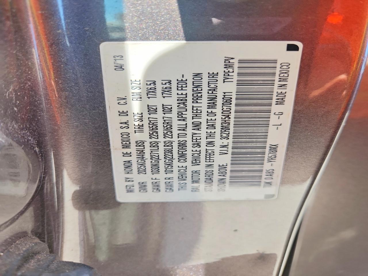 2013 Honda Cr-v Ex Gray vin: 3CZRM3H54DG706011
