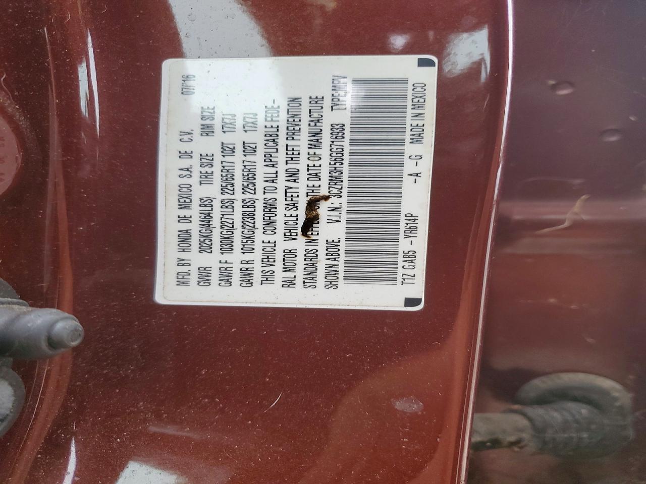 2016 Honda Cr-v Ex Burgundy vin: 3CZRM3H56GG716933