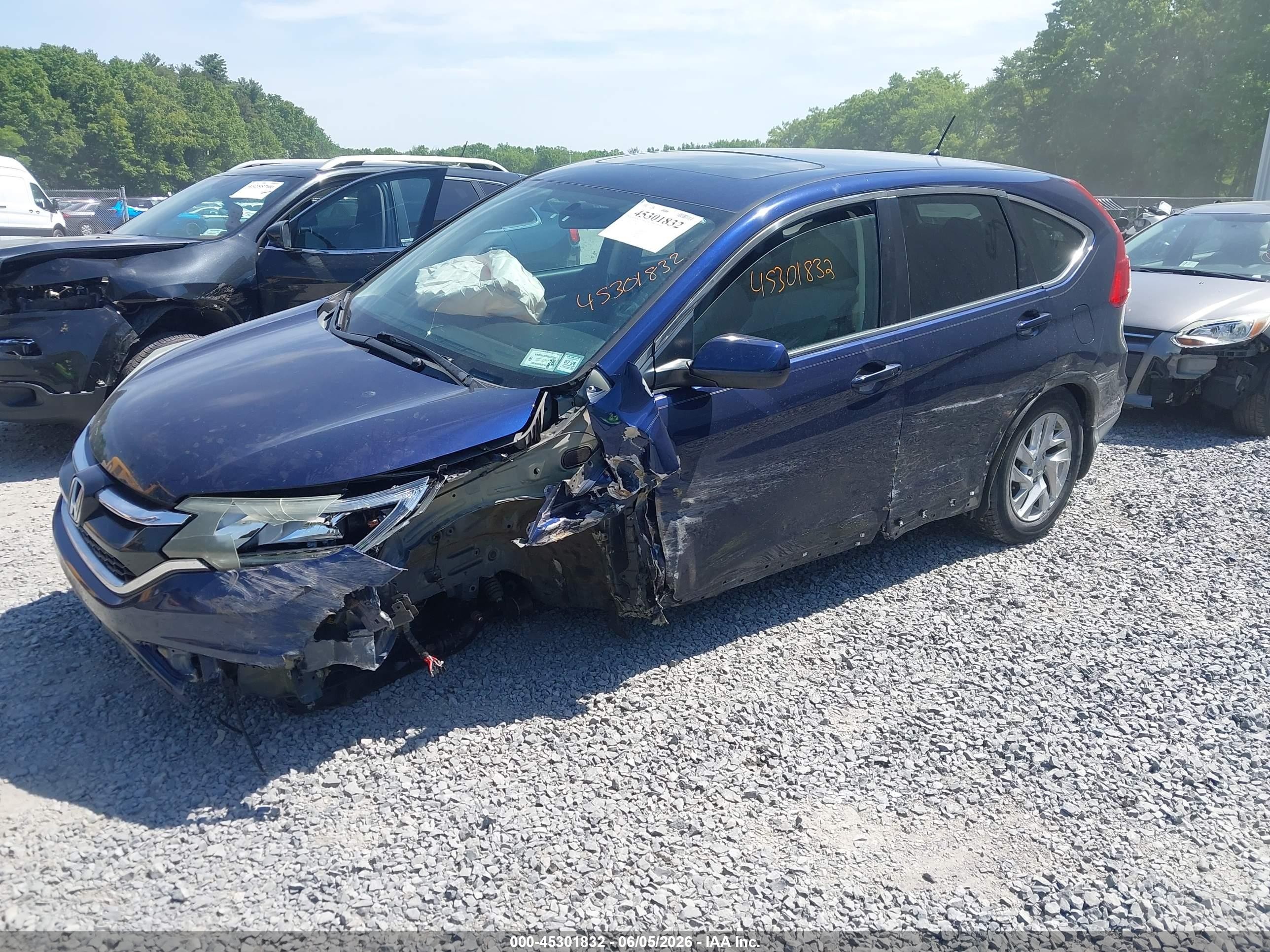 2015 Honda Cr-v Ex Blue vin: 3CZRM3H57FG701968