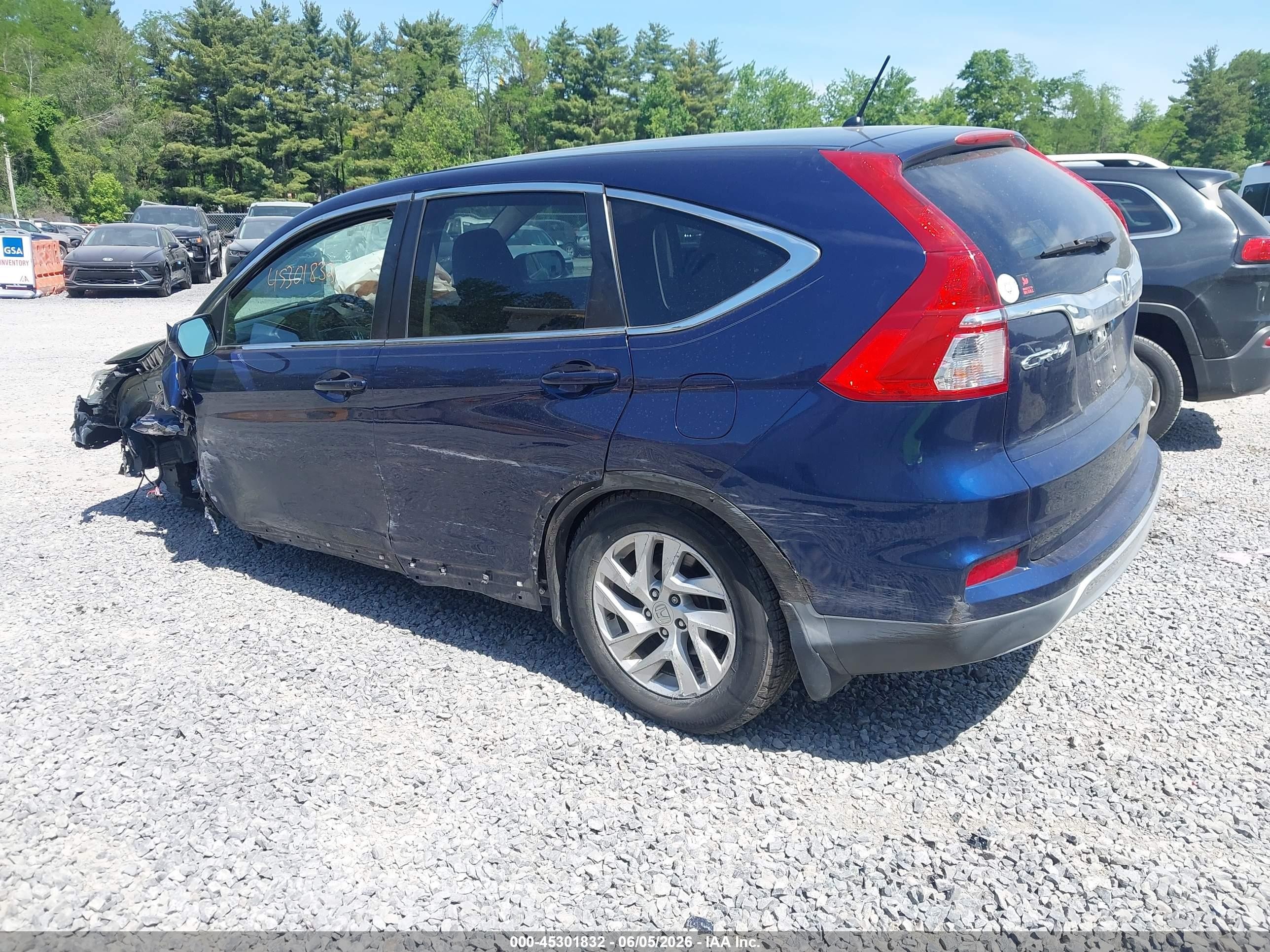 2015 Honda Cr-v Ex Blue vin: 3CZRM3H57FG701968