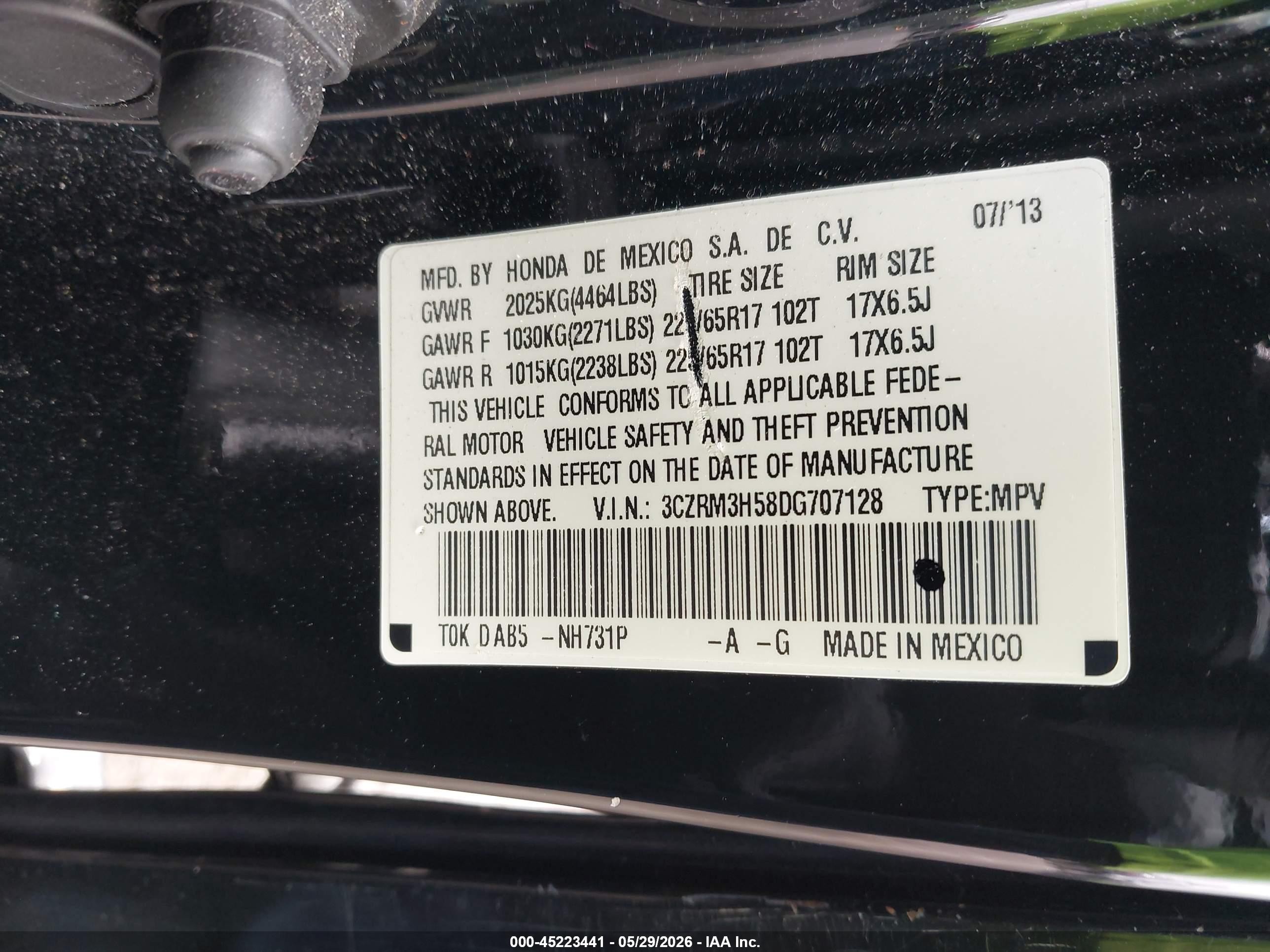 2013 Honda Cr-v Ex Gray vin: 3CZRM3H58DG707128