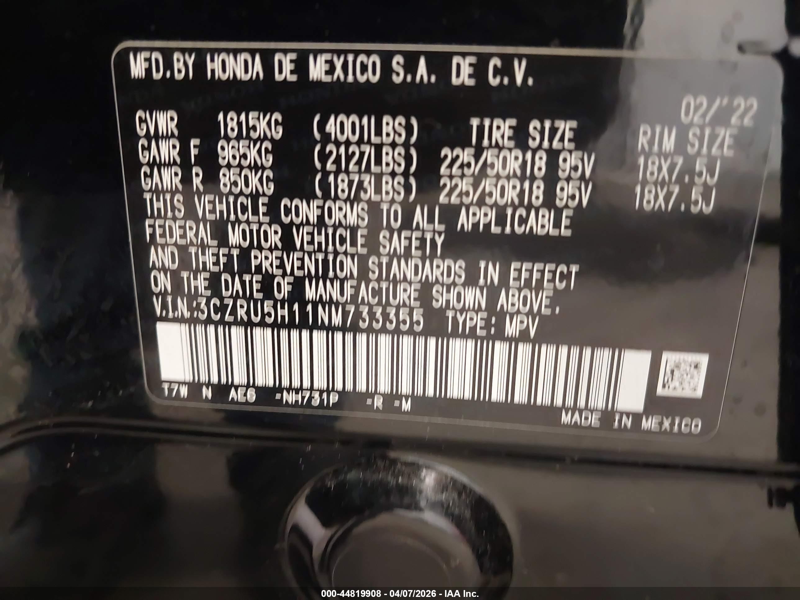 2022 Honda Hr-v 2wd Sport Black vin: 3CZRU5H11NM733355
