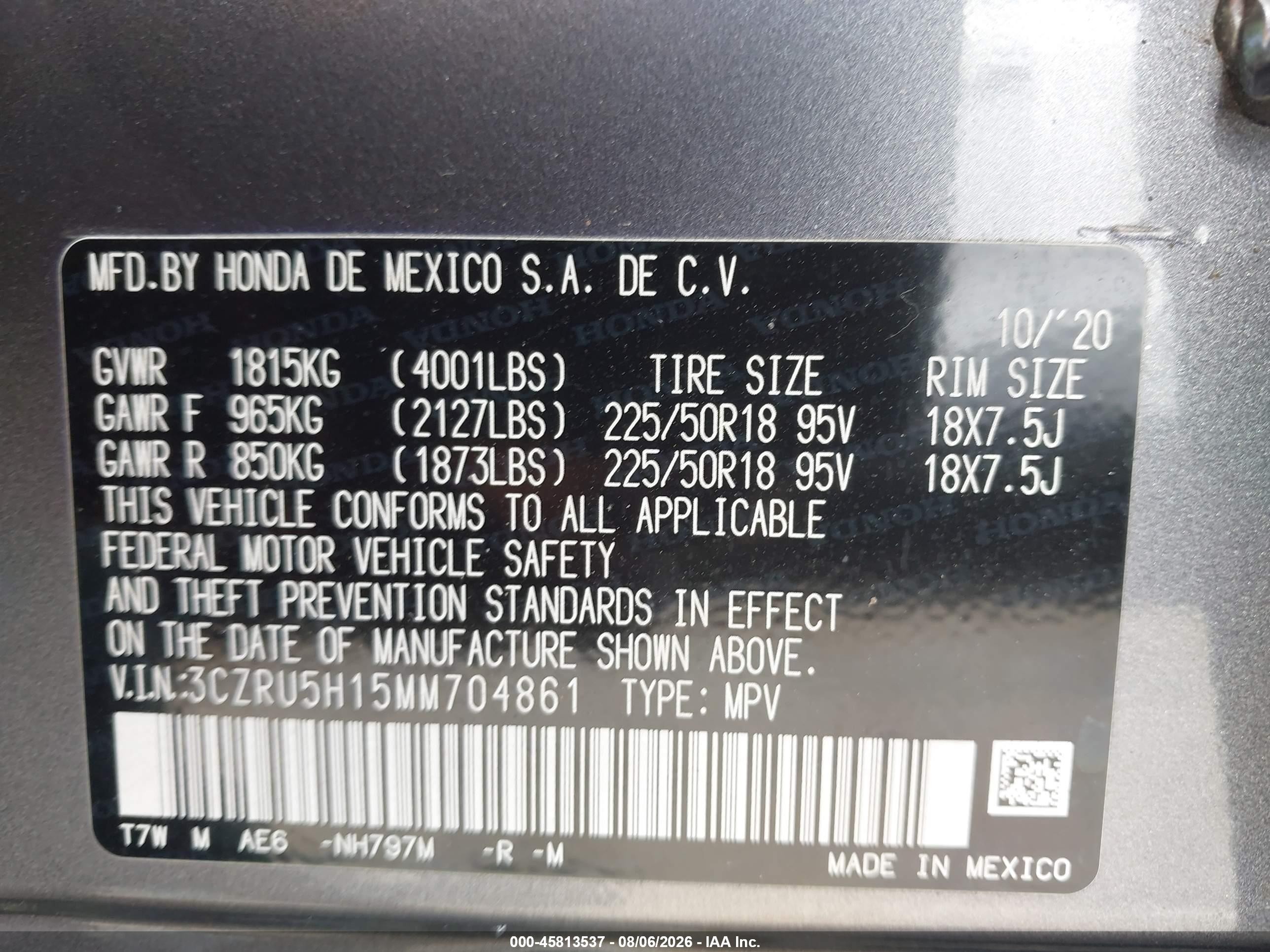 2021 Honda Hr-v 2wd Sport Gray vin: 3CZRU5H15MM704861