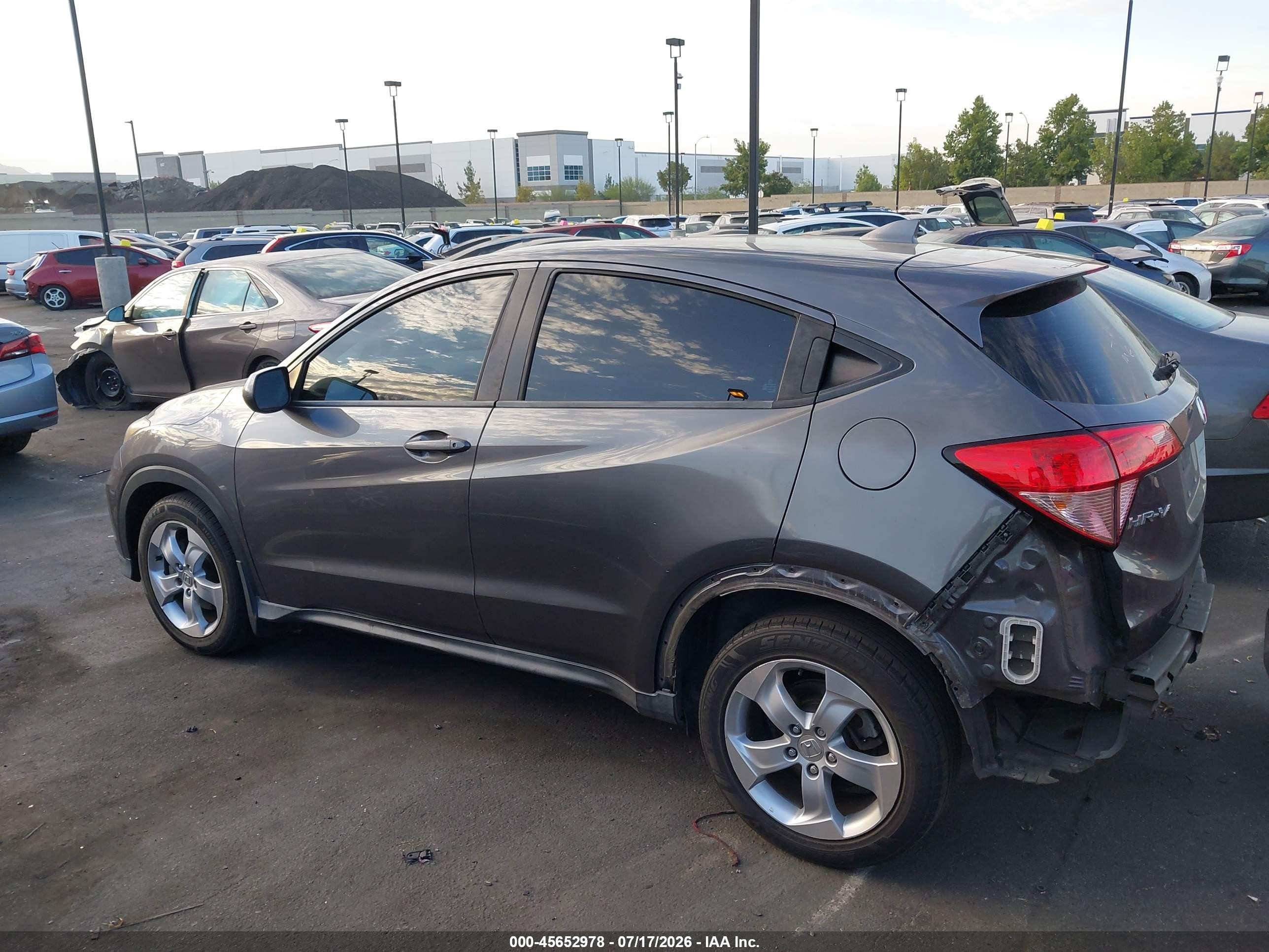 2016 Honda Hr-v Lx Gray vin: 3CZRU5H3XGM741717