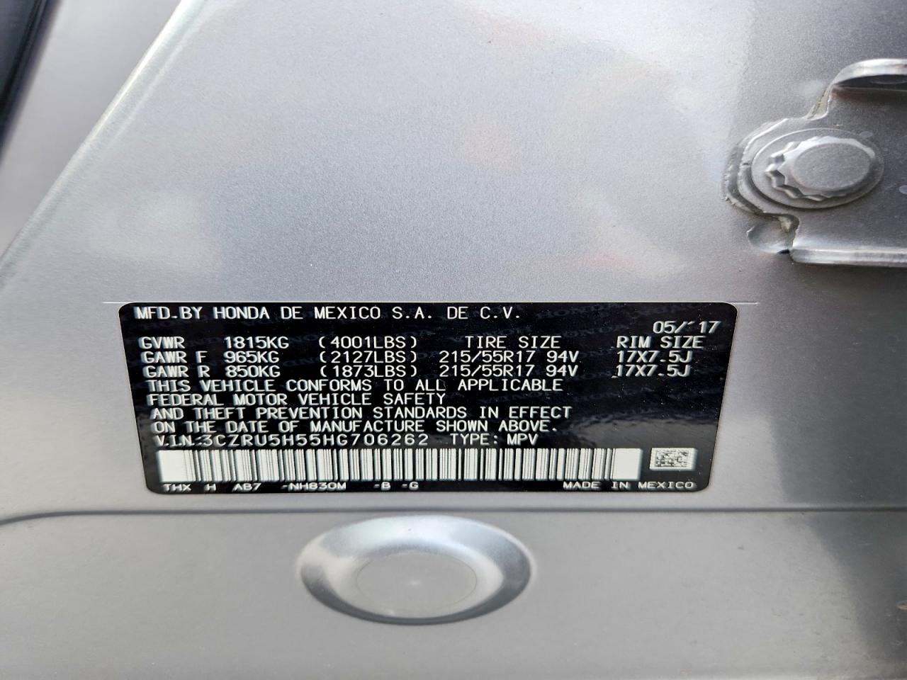 2017 Honda Hr-v Ex Silver vin: 3CZRU5H55HG706262
