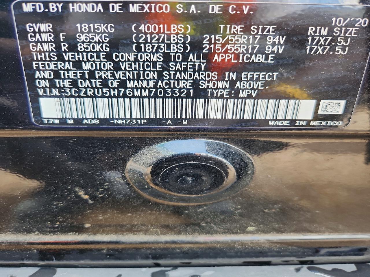 2021 Honda Hr-v Exl Black vin: 3CZRU5H76MM703321