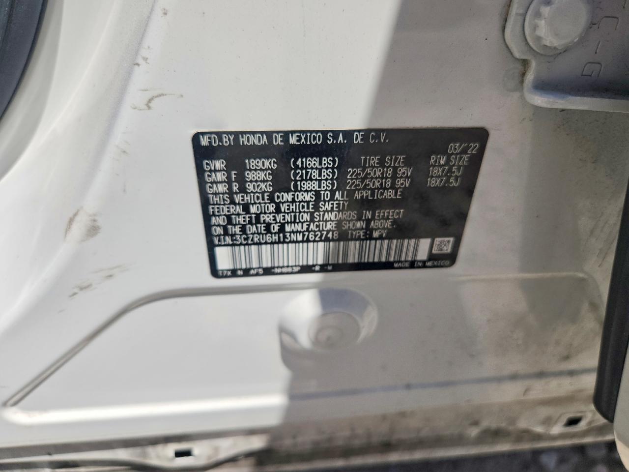 2022 Honda Hr-v Sport White vin: 3CZRU6H13NM762748