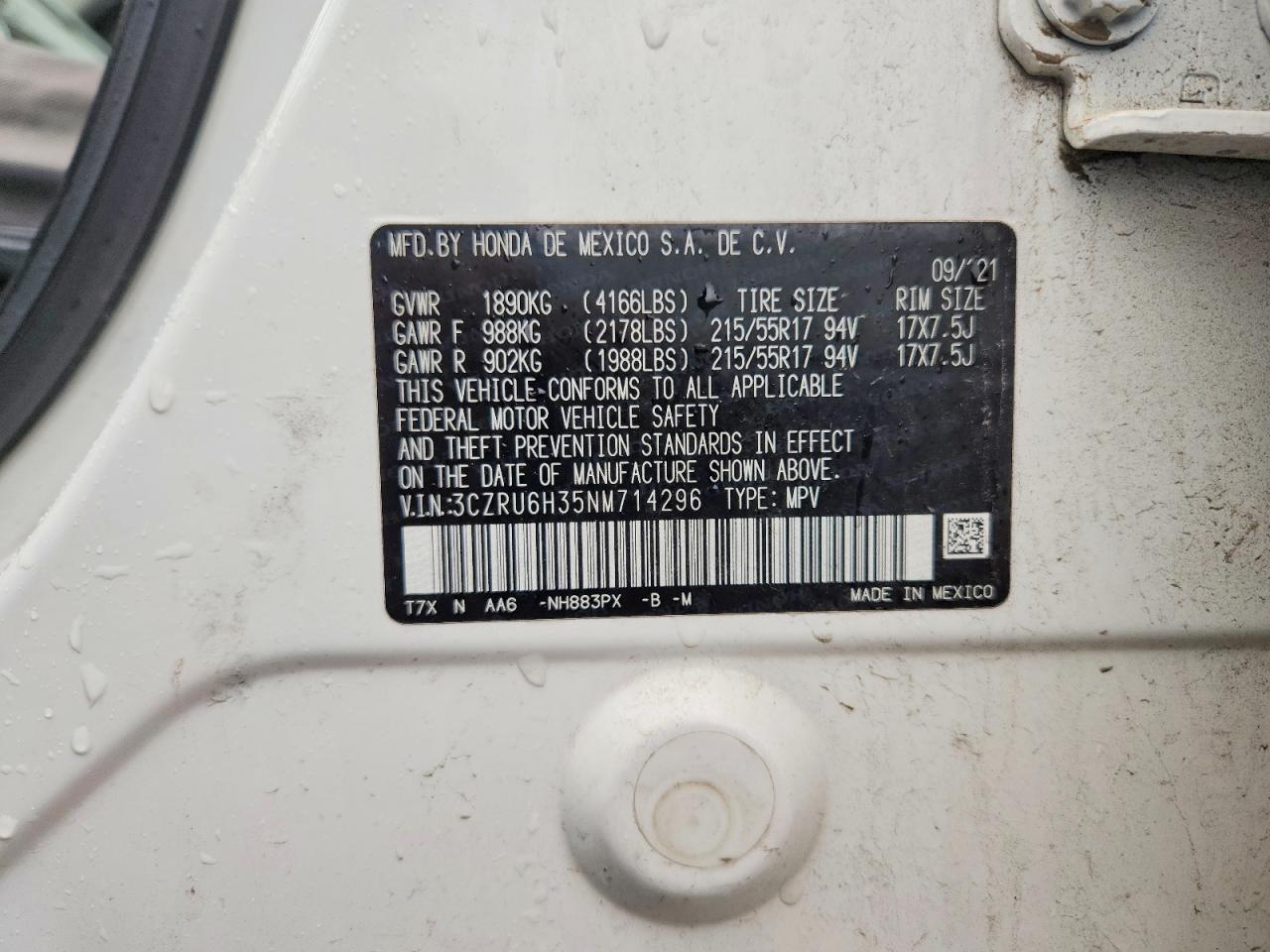 2022 Honda Hr-v Lx White vin: 3CZRU6H35NM714296