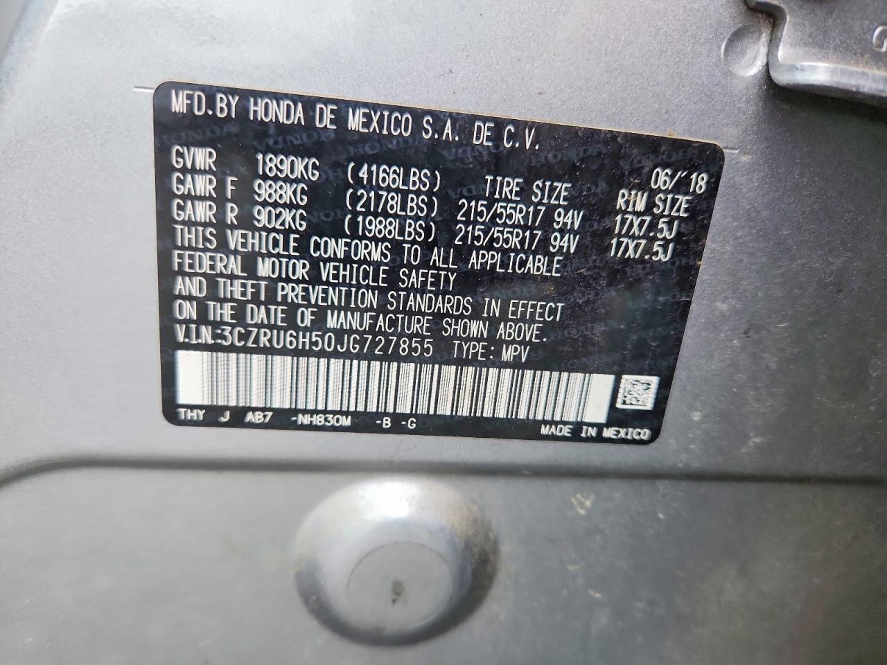 2018 Honda Hr-v Ex Silver vin: 3CZRU6H50JG727855